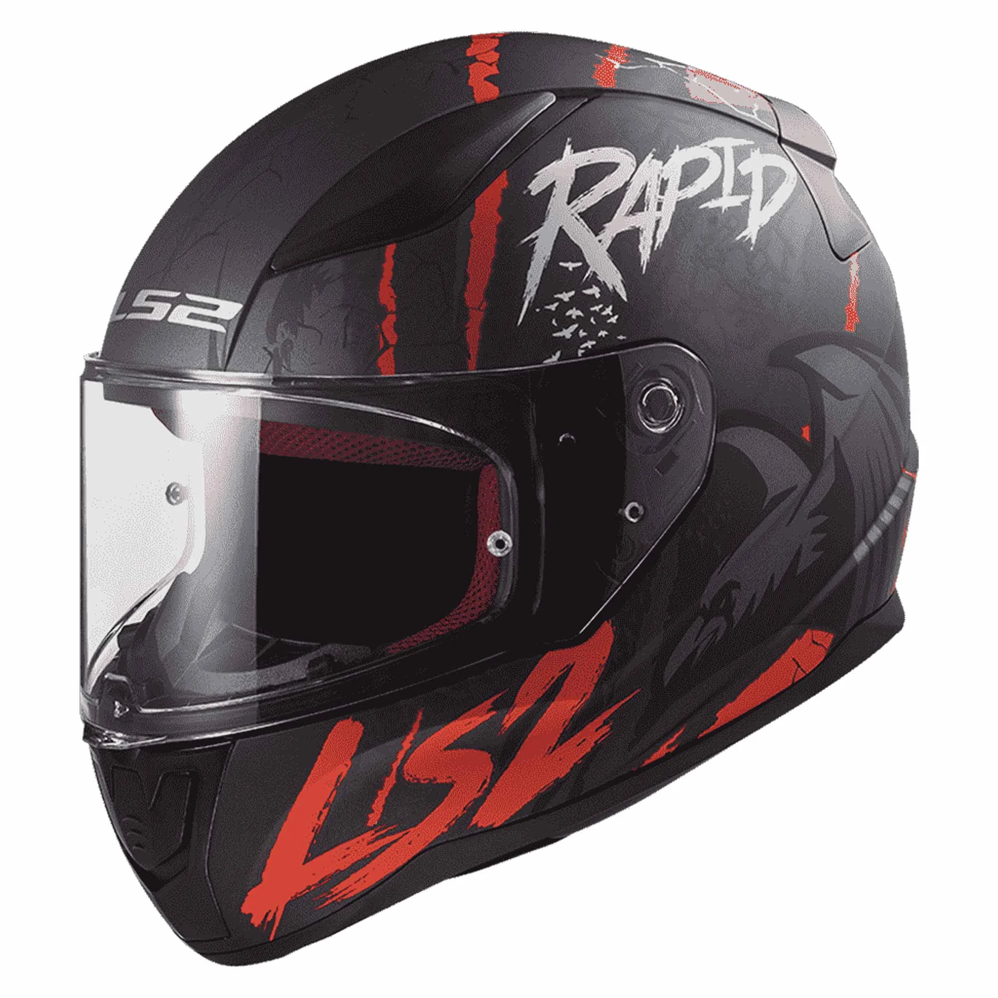 CASCO CERRADO LS2 RAVEN M NGO/BCO/ROJ/MATE FF353