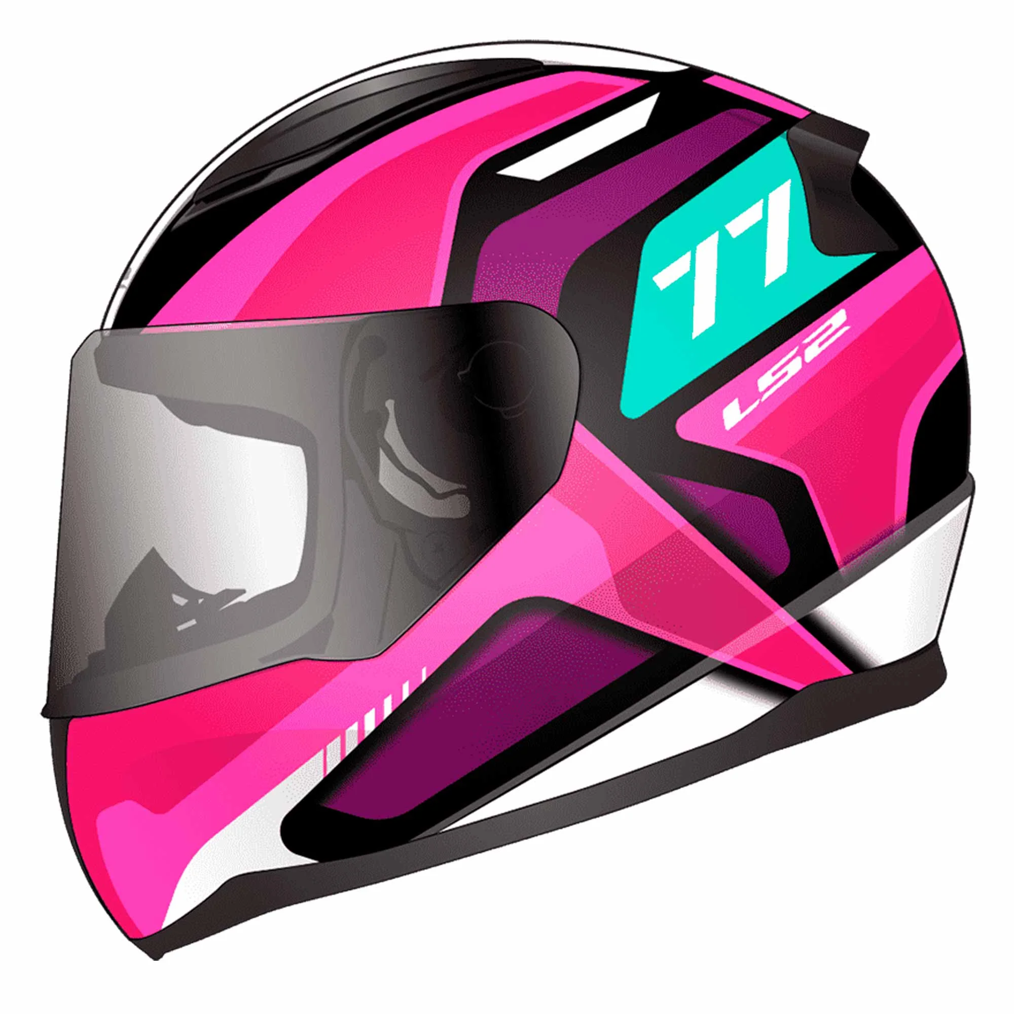CASCO CERRADO LS2 RAPID II HYPER SPEED XS NGO/FUCSIA FF353