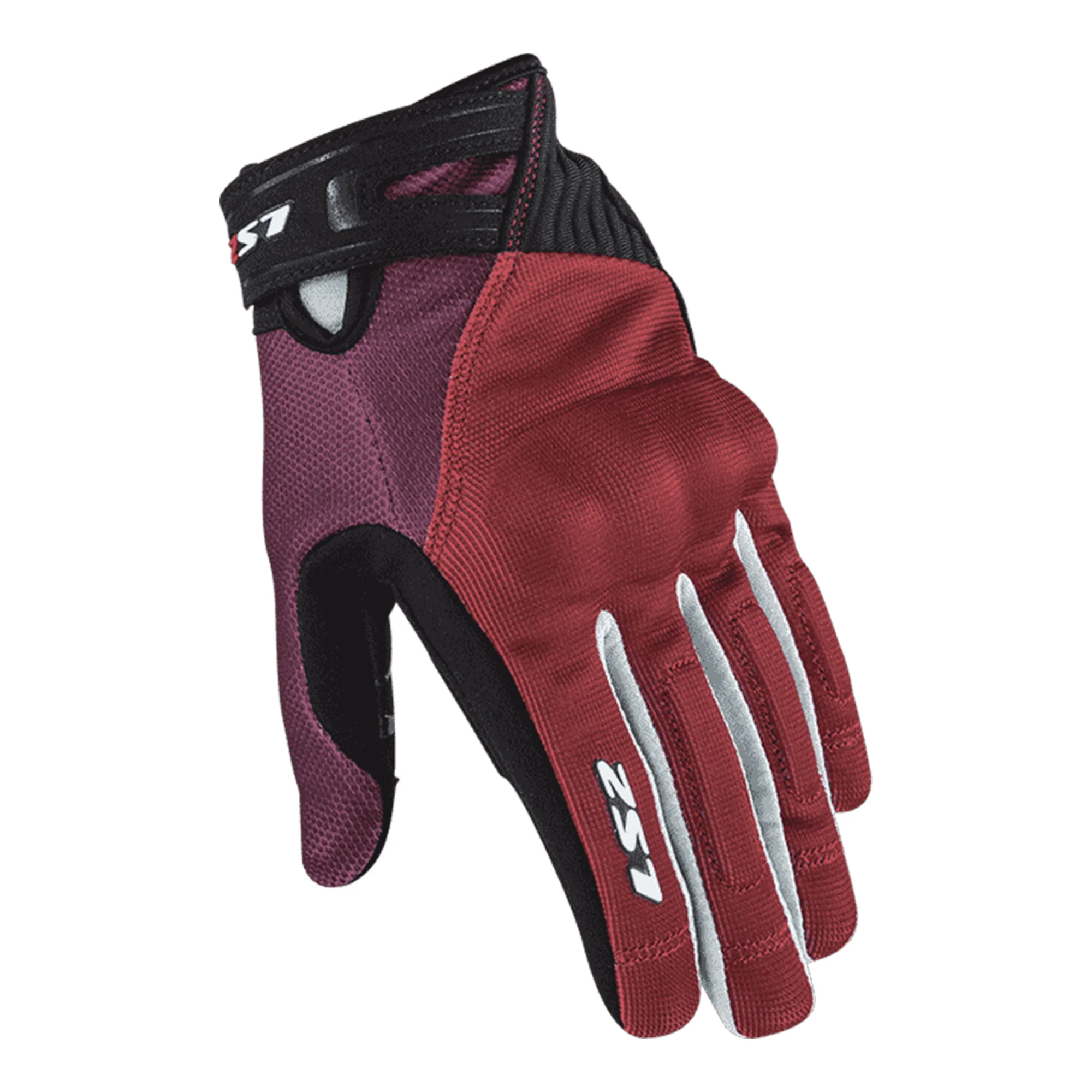 GUANTES VEL LS2 M VINO/PERLA/NEGRO DART 2 TEXTIL P/DAMA