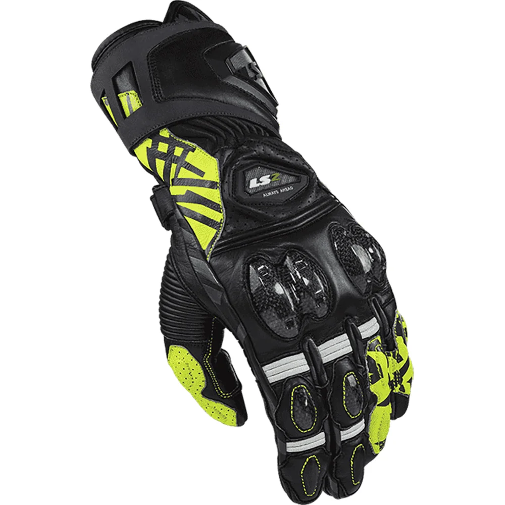 GUANTES VEL LS2 L NGO/AMA FLUO FENG RACING PIEL