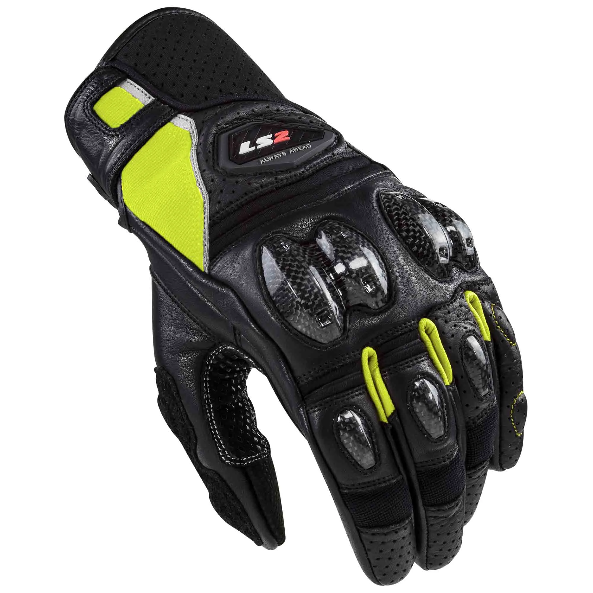 GUANTES VEL LS2 M NGO/AMA FLUO SPARK 2 PIEL