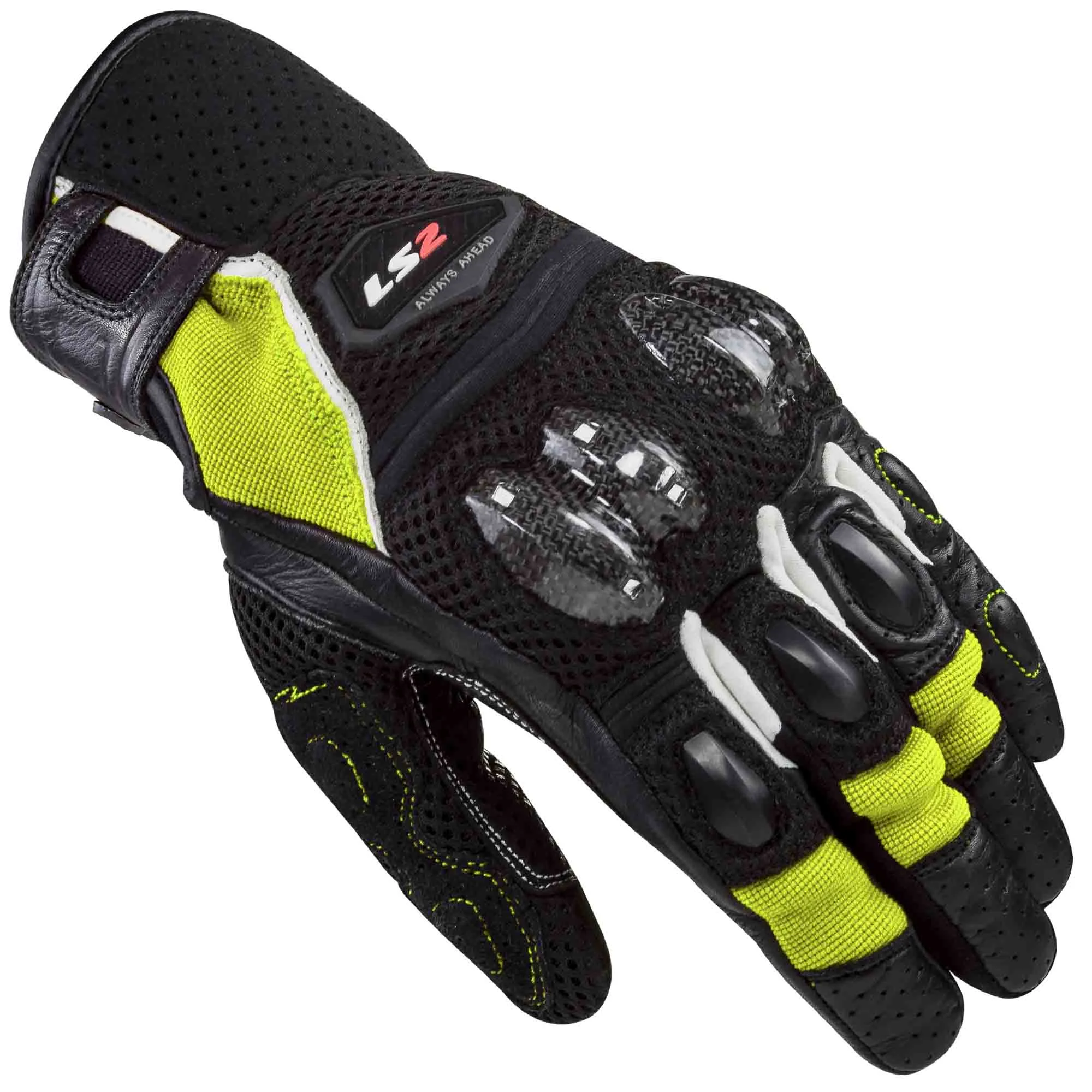 GUANTES VEL LS2 M NGO/AMA FLUO SPARK 2 AIR PIEL