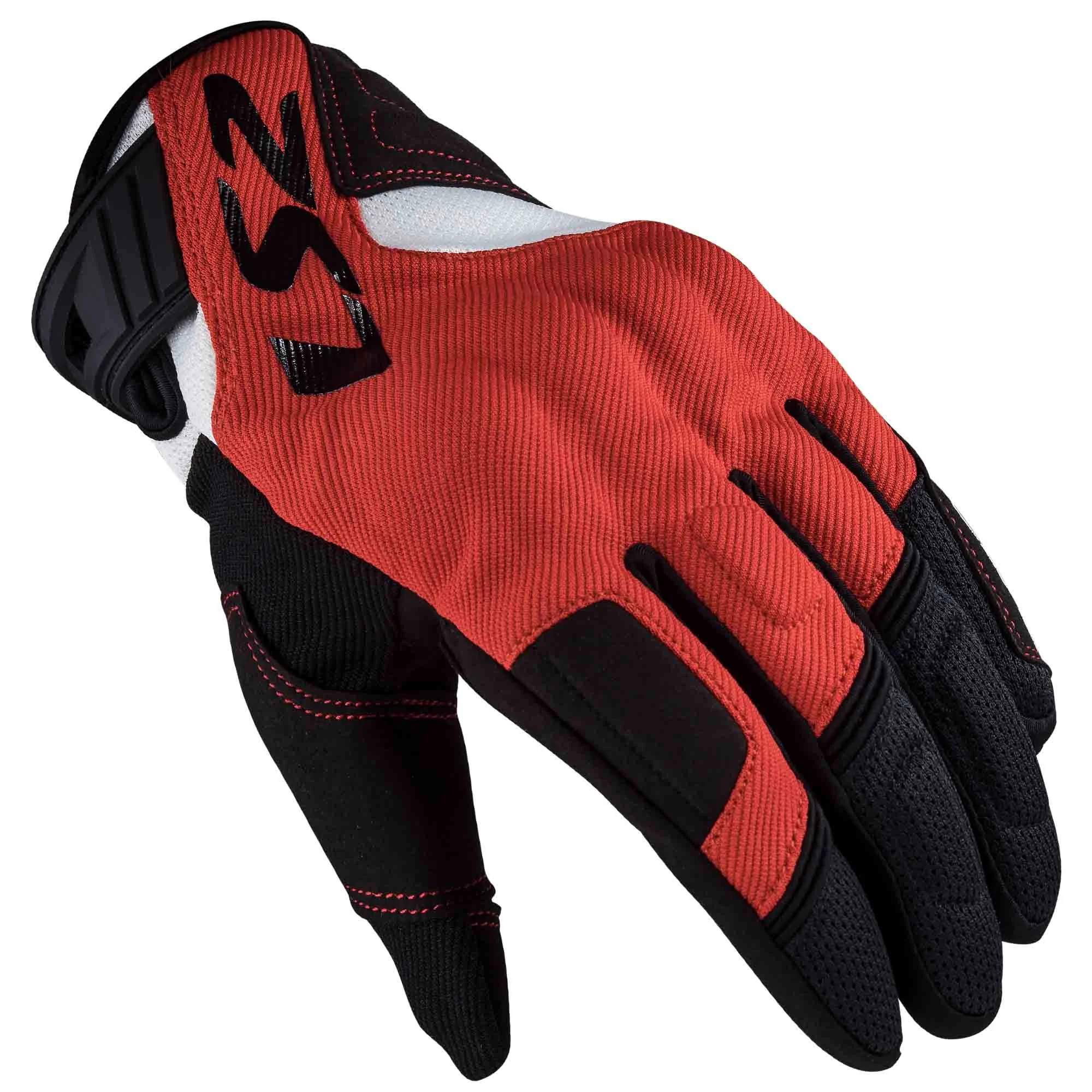 GUANTES VEL LS2 M NGO/ROJ SILVA TEXTIL