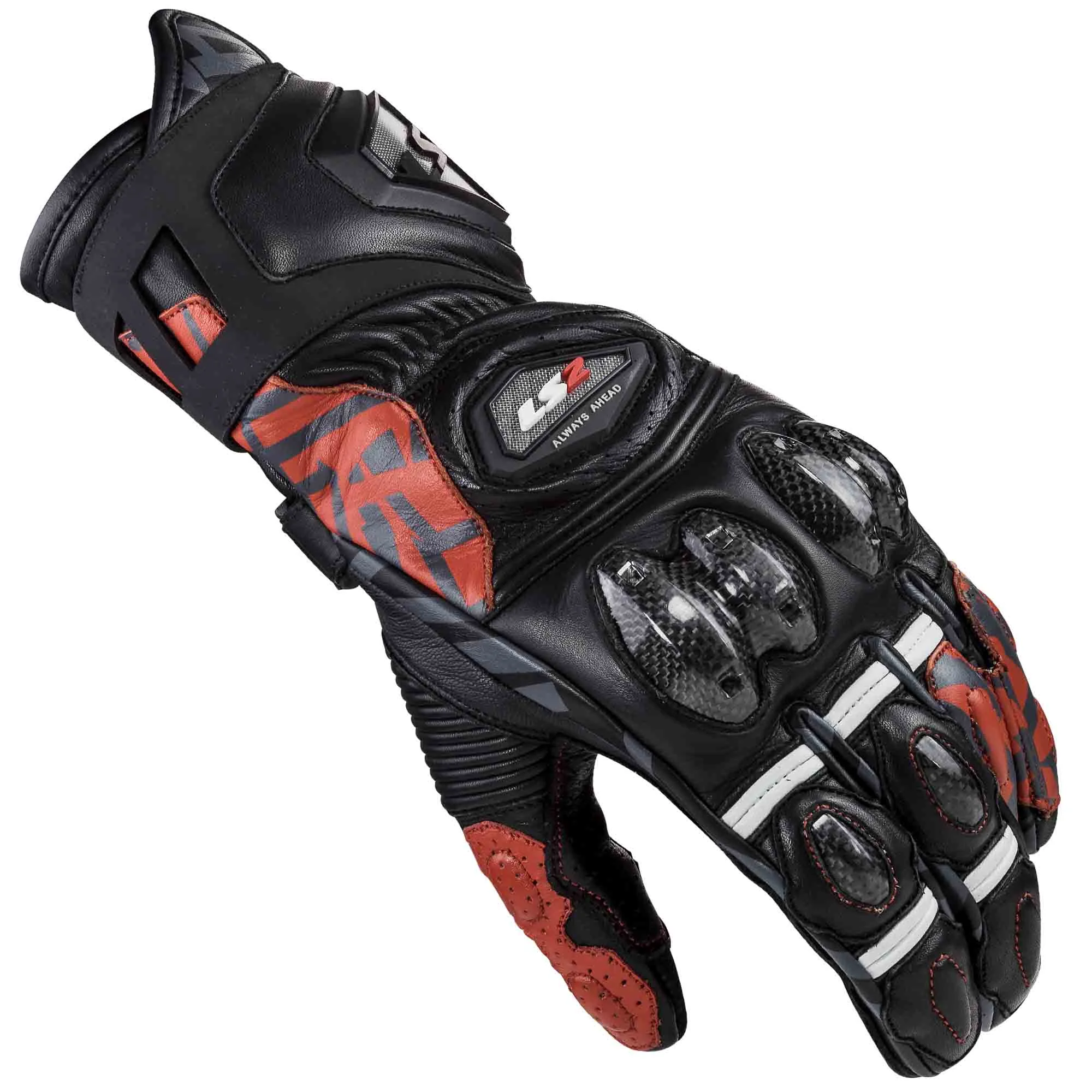 GUANTES VEL LS2 XXL NGO/ROJ FENG RACING TEXTIL
