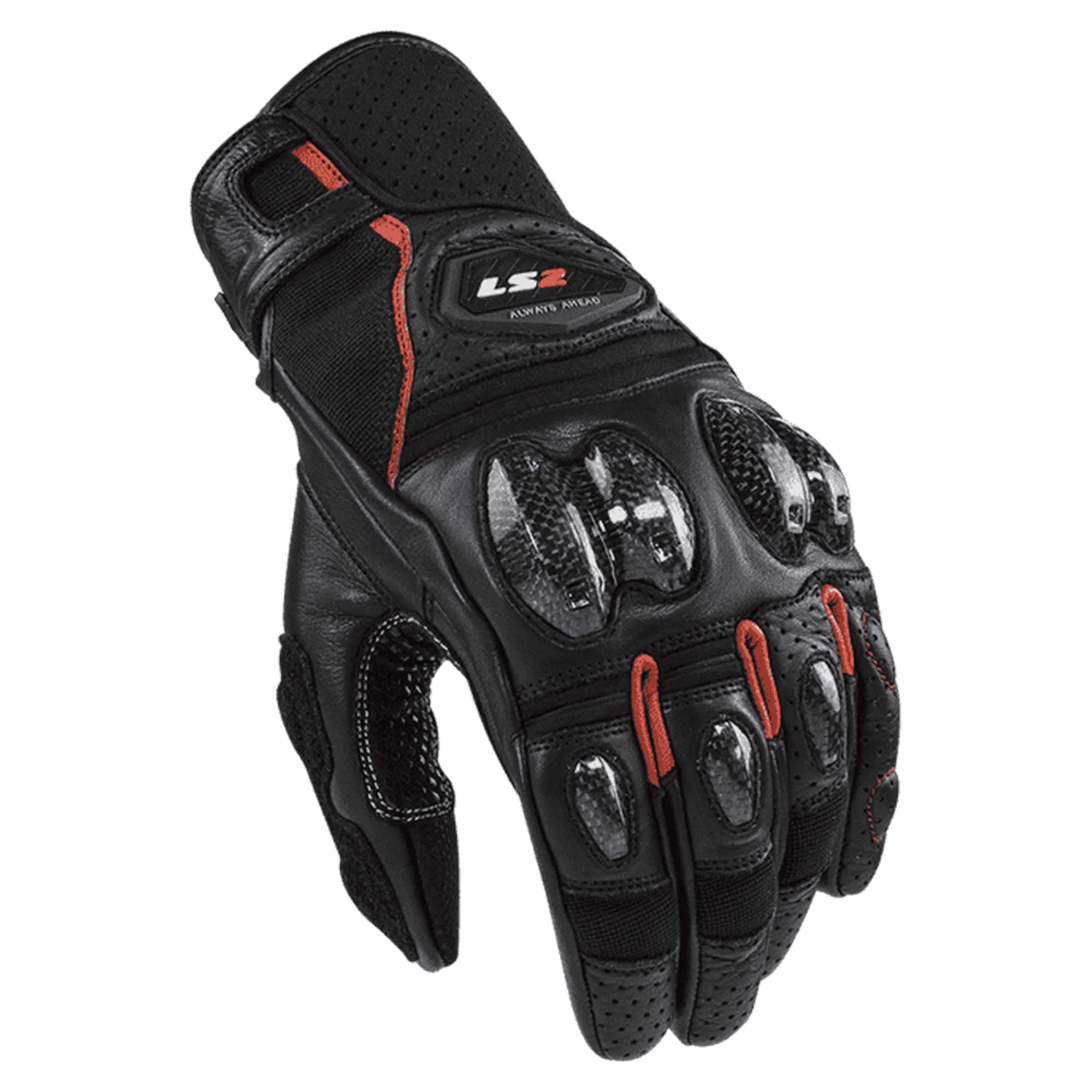 GUANTES VEL LS2 L NGO/ROJ SPARK 2 PIEL