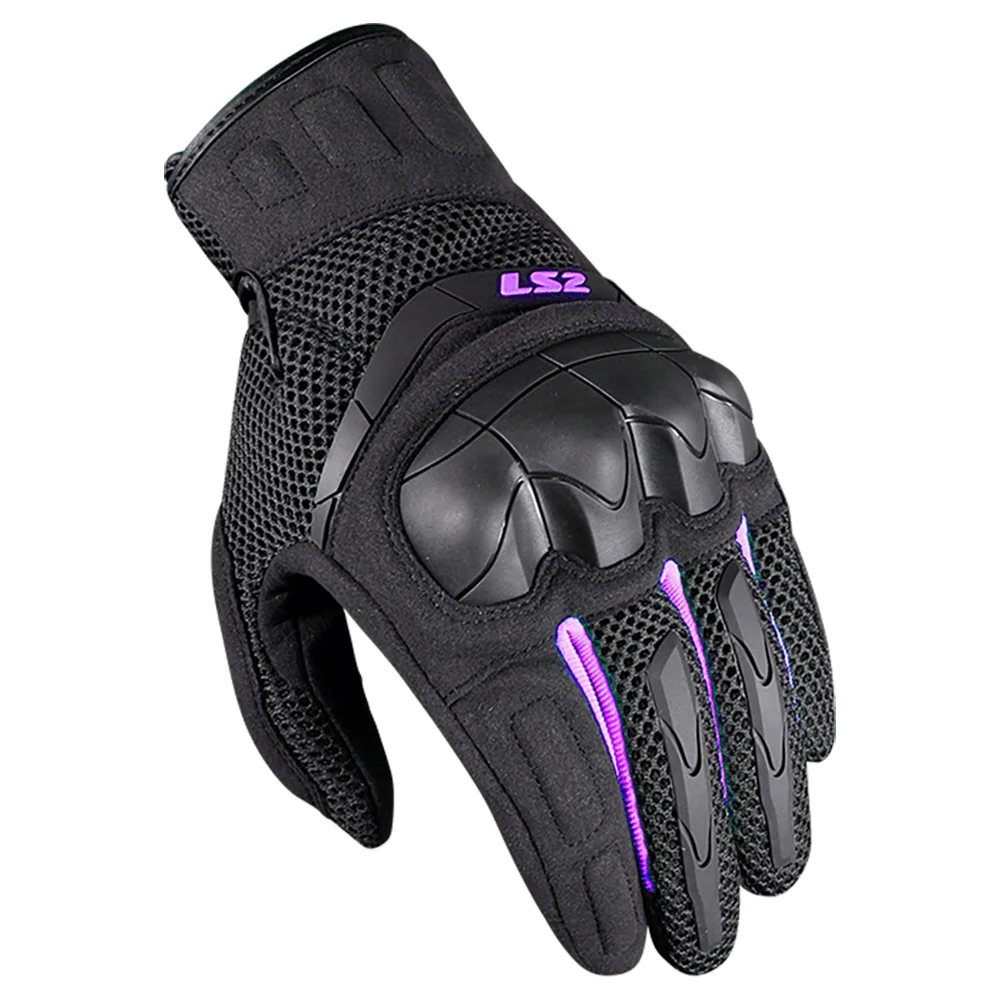 GUANTES VEL LS2 L NGO/MOR KUBRA TEXTIL P/DAMA
