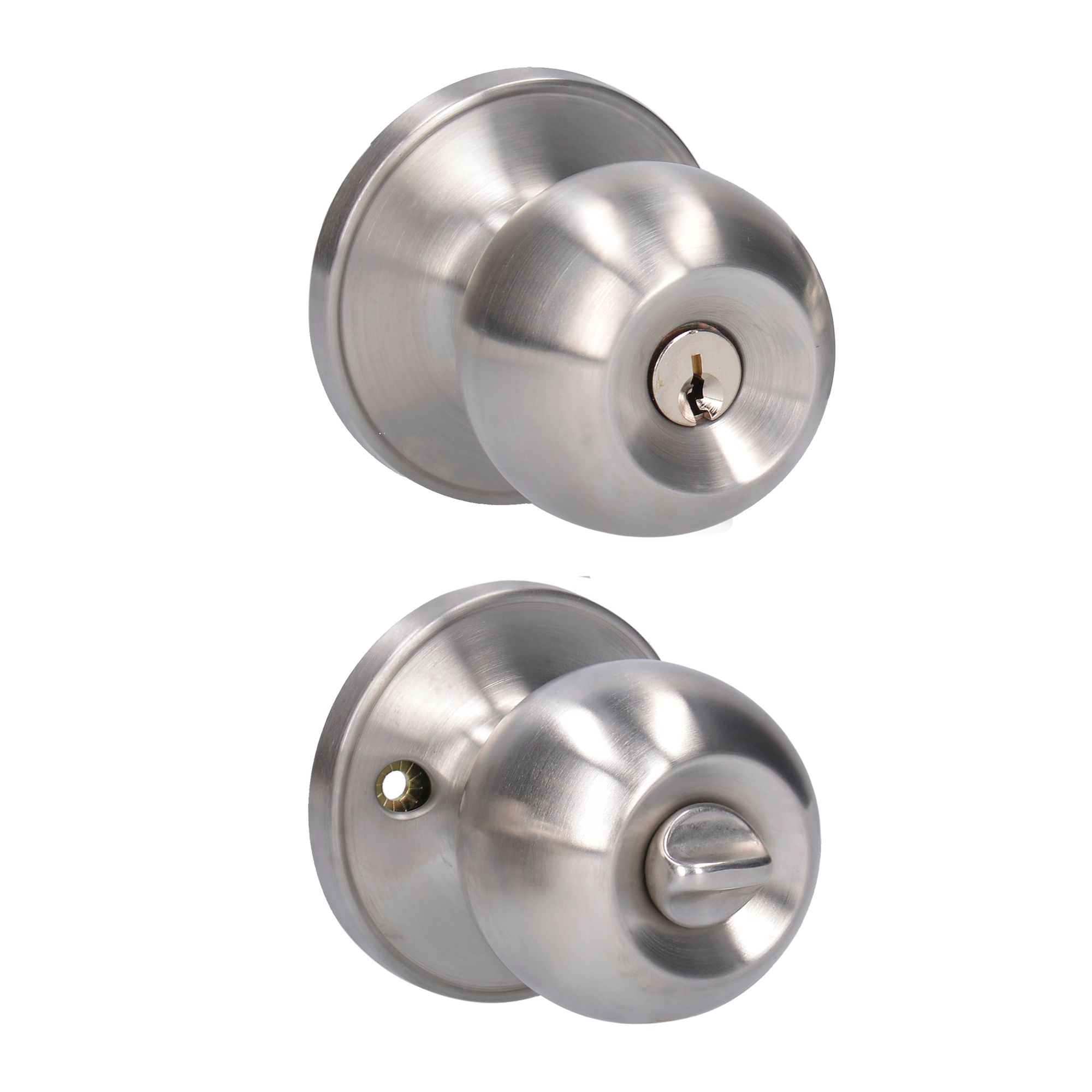 Pomo tubular bola función recámara, acero inoxidable, llave estándar, blíster Lock