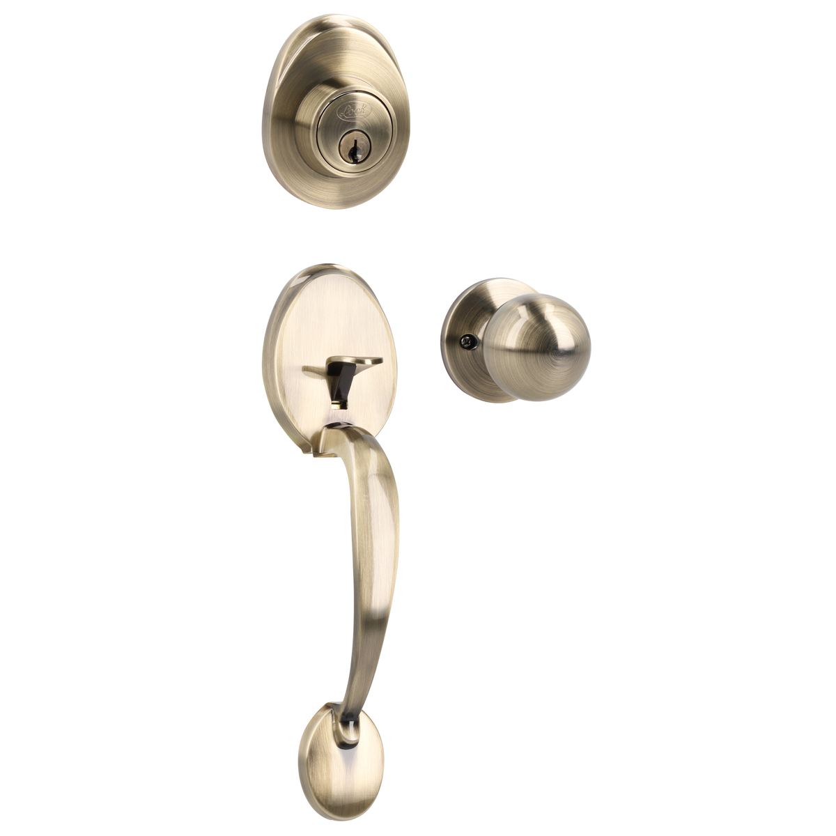 Gatillo ovalado sólido para entrada función sencilla, latón antiguo, visual Lock