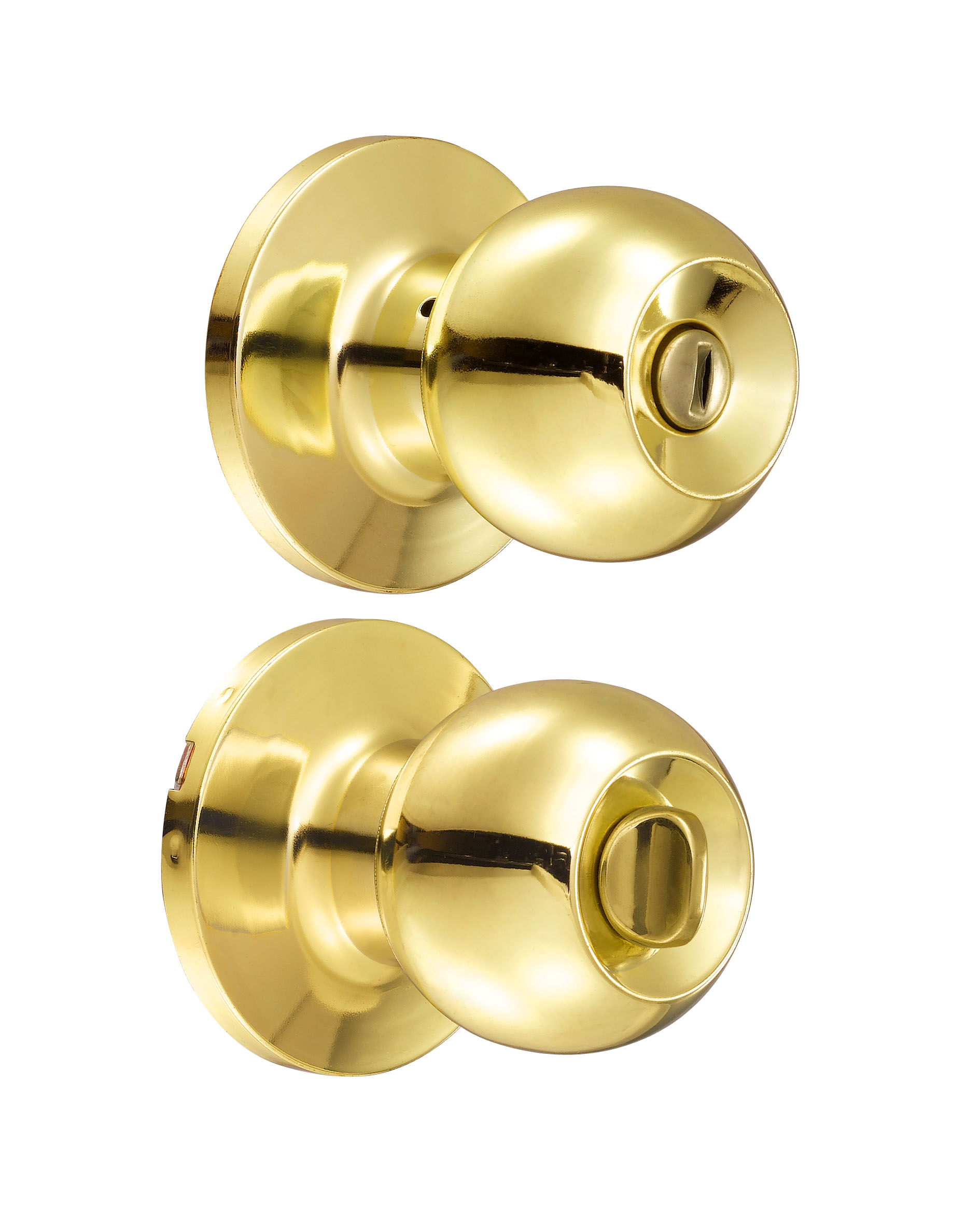 Pomo tubular bola función entrada, latón brillante, llave estándar, blíster Lock