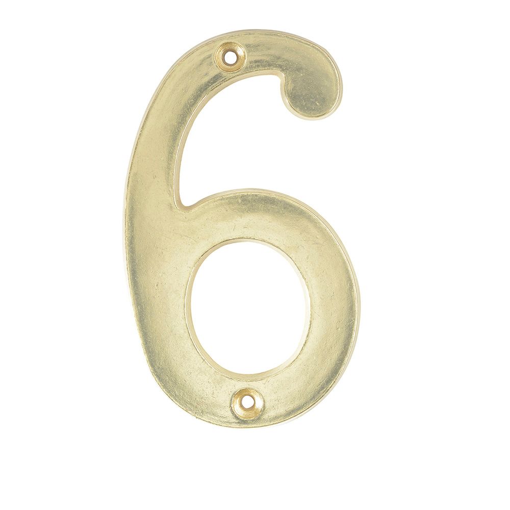 Número 6 slim 4" latón brillante Lock
