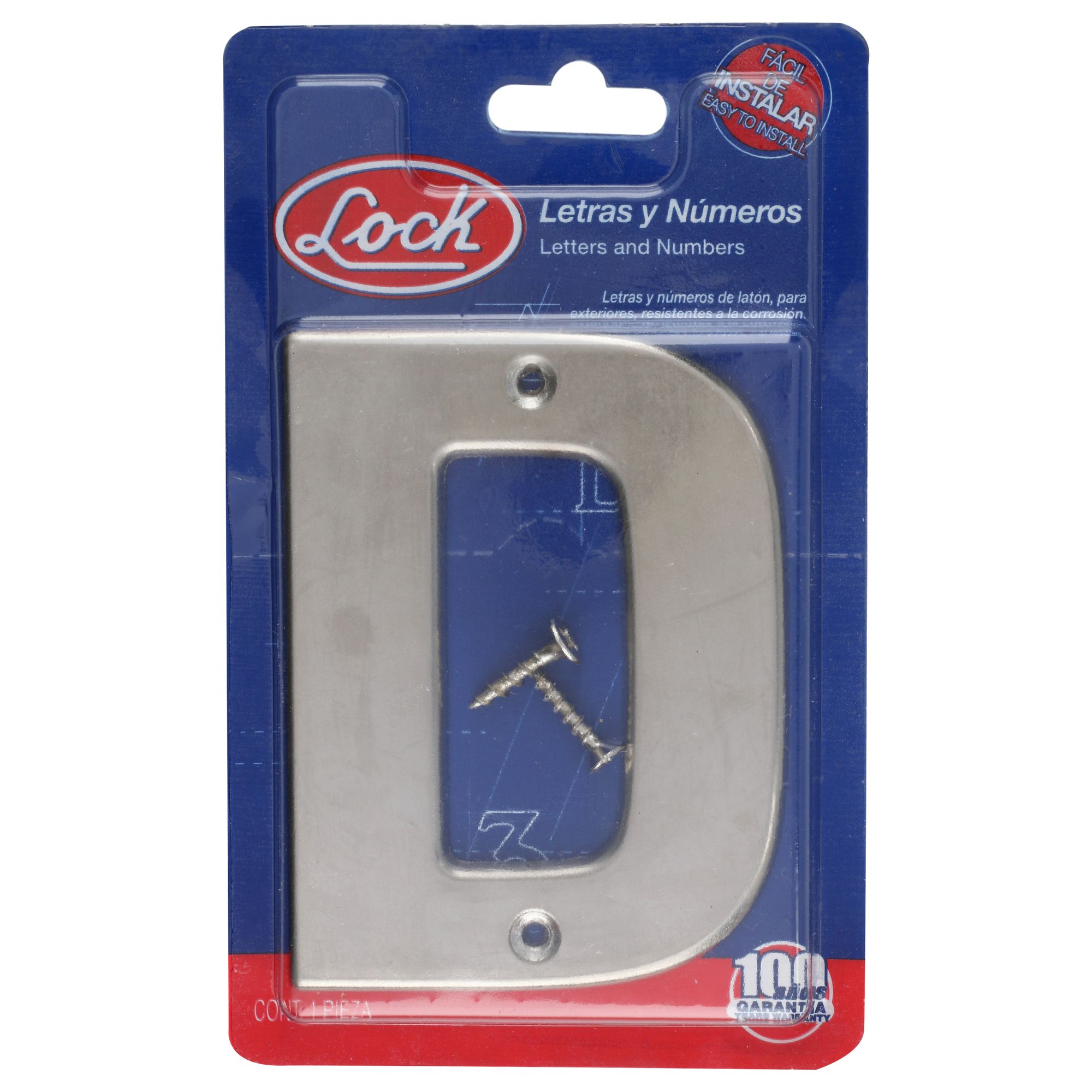 Letra D bold 4" cromo satinado Lock