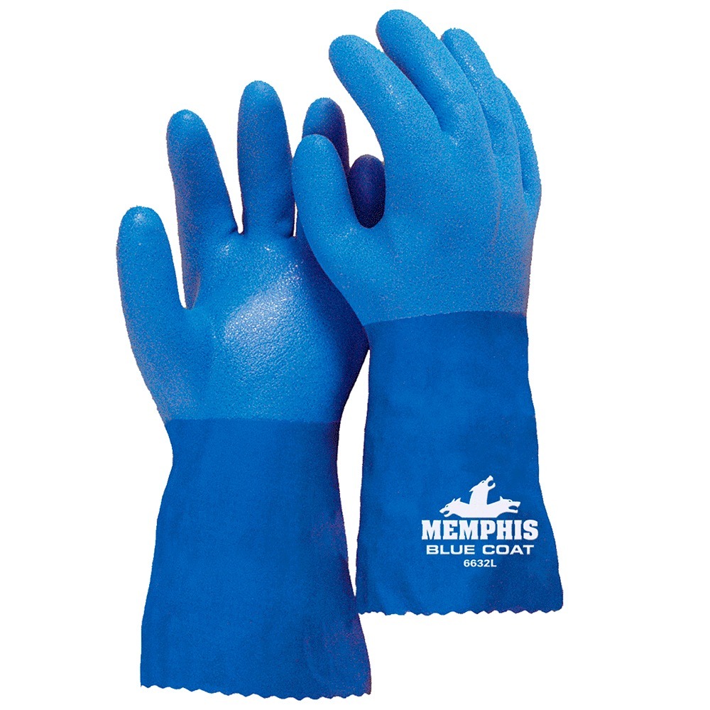 Guante Resistente al Aceite PVC Forro Algodon Azul MCR 6632
