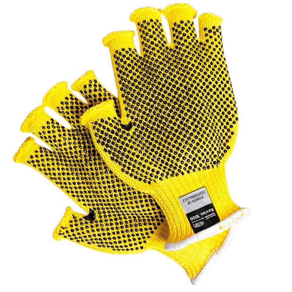 Guantes Resistente al Corte y a la Abrasión A2 Cal 7 de Kevlar con PVC Amarillo T-L MCR 9369