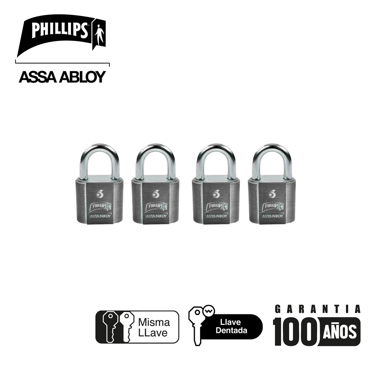 PHILLIPS - CANDADO METALICO 6 4X4 B LISTER