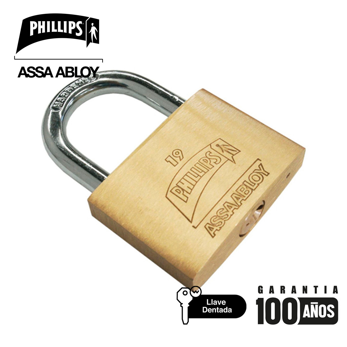 PHILLIPS - CANDADO LATON 19GL CAJA