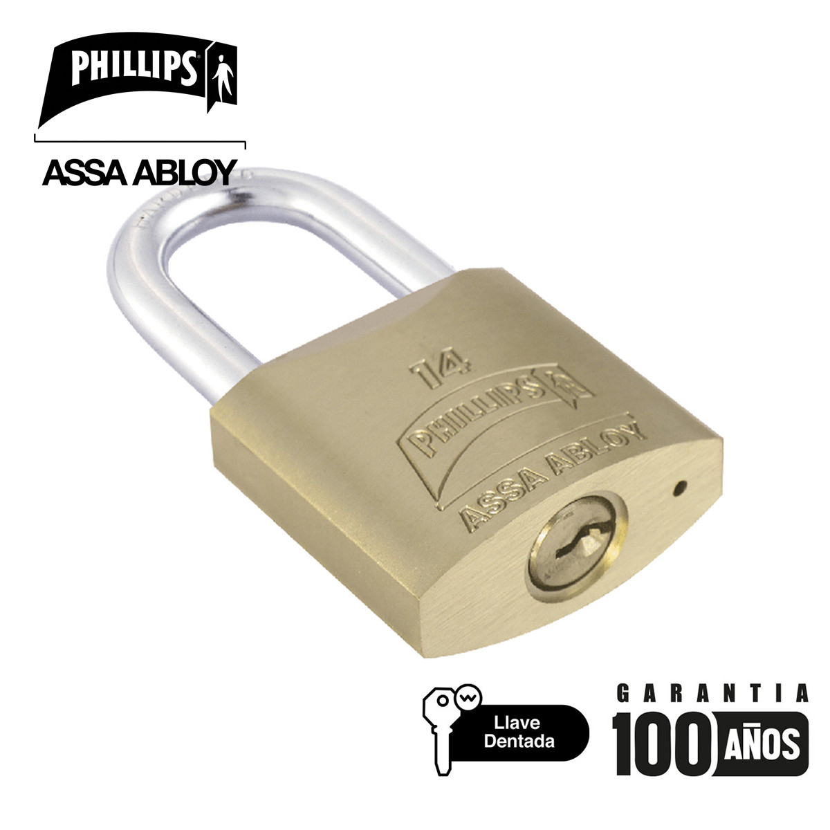 PHILLIPS - CANDADO LATON 14GL BLIST ER