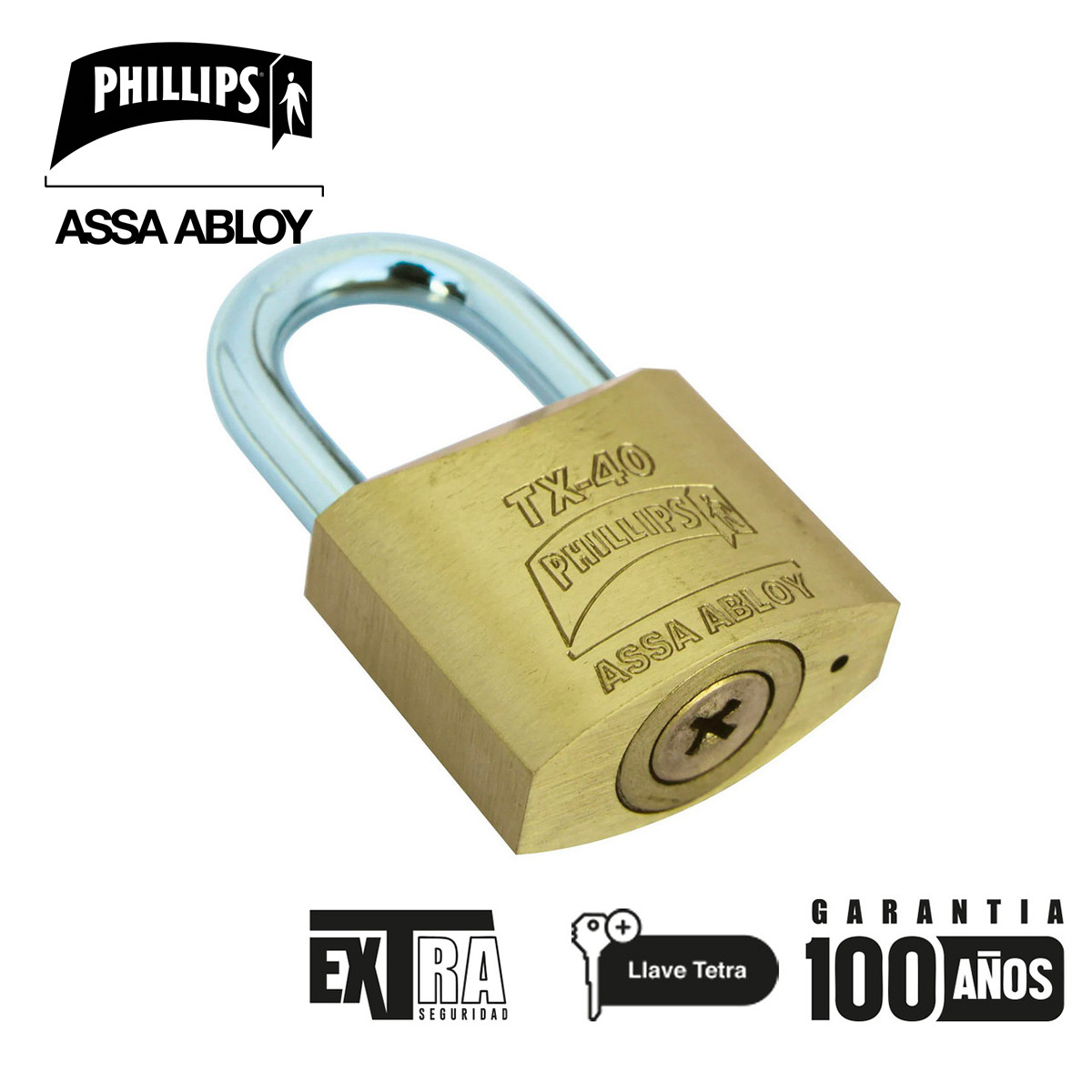 PHILLIPS - CANDADO LATON TX-40 CAJA