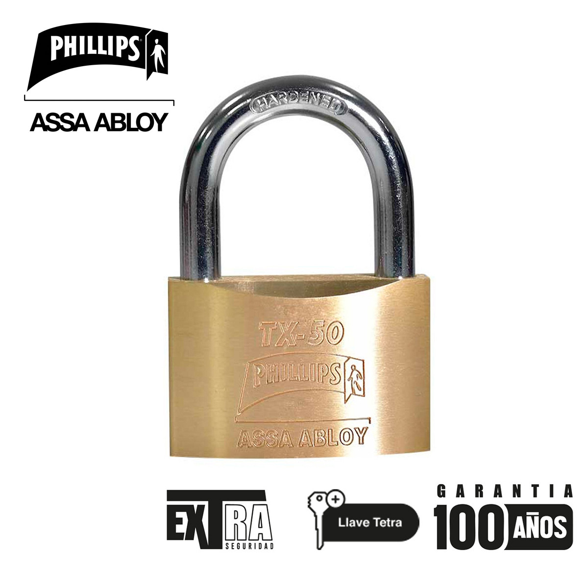 PHILLIPS - CANDADO LATON TX-50 CAJA