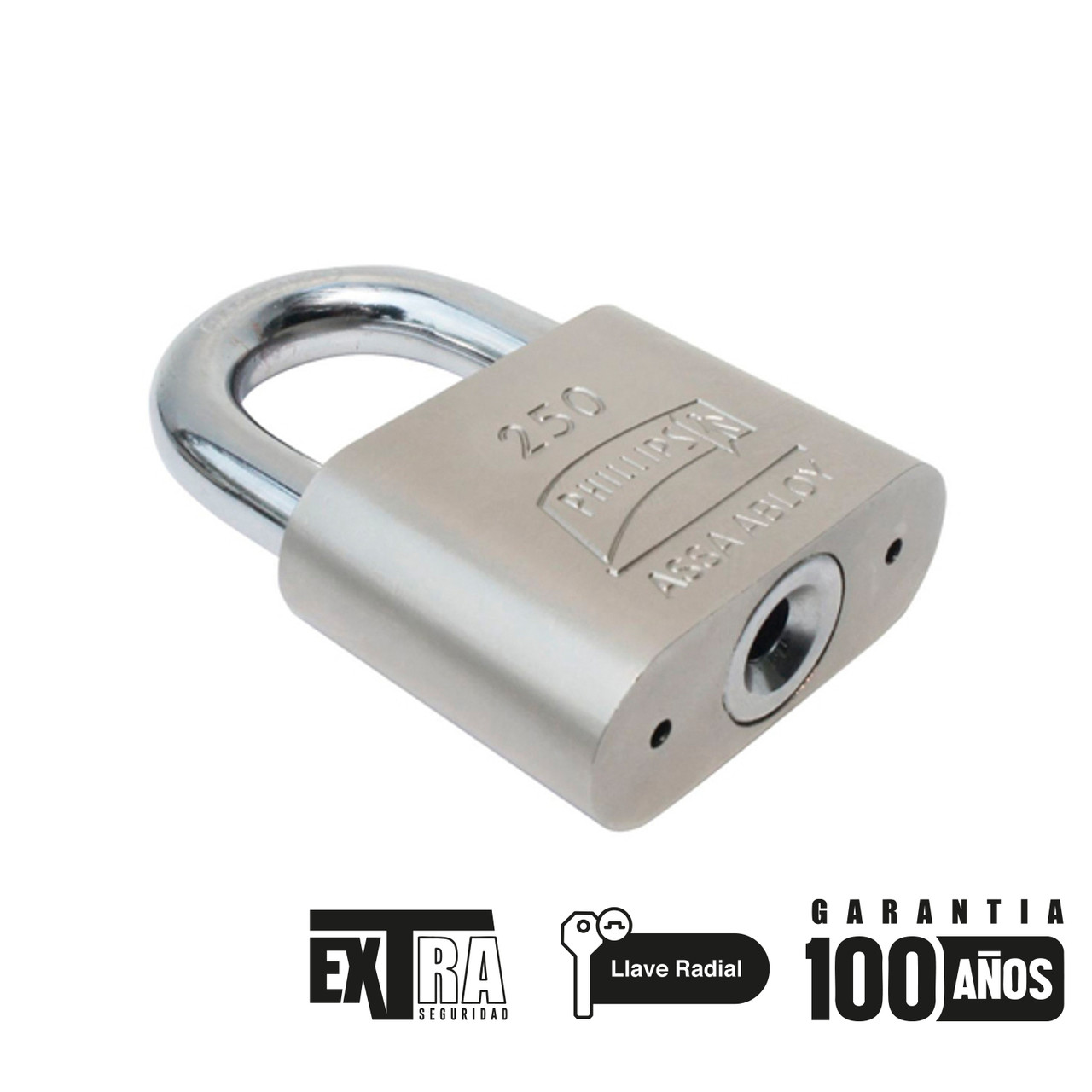 PHILLIPS - CANDADO ACERO 250 TITANIUM BLISTER