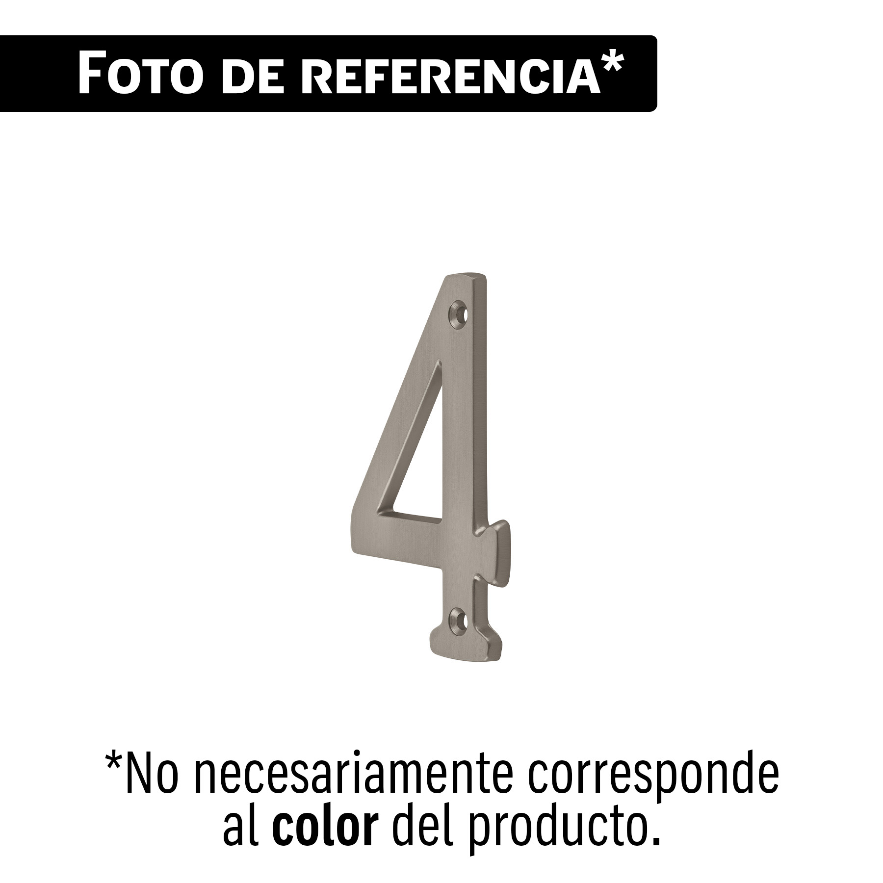 Número 4 de latón sólido 4', níquel satín, HERMEX