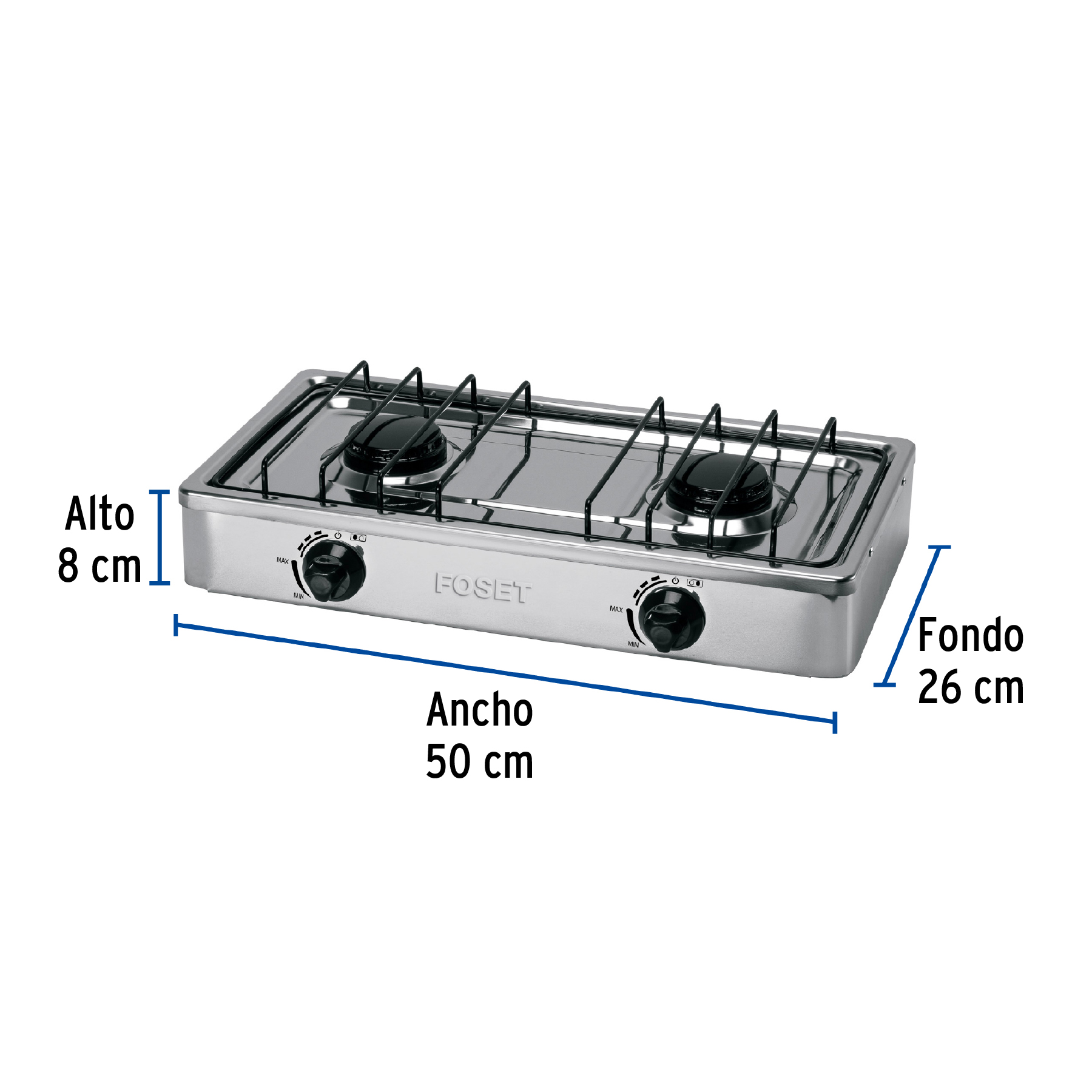 48234 paga 2x truper parrilla de gas de sobreponer 2 quemadores inox
