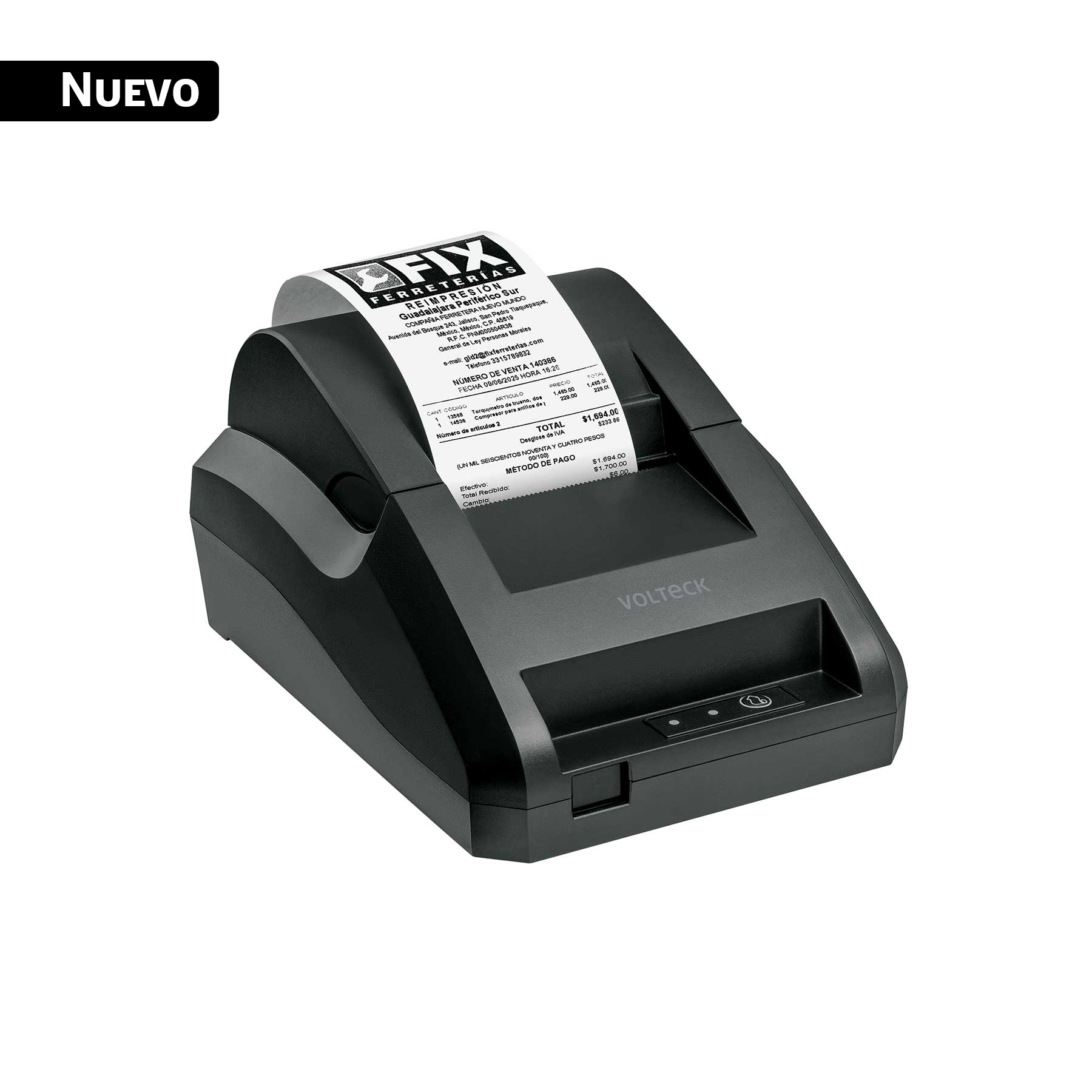 Impresora de tickets 58mm, USB+BT, corte manual, VOLTECK
