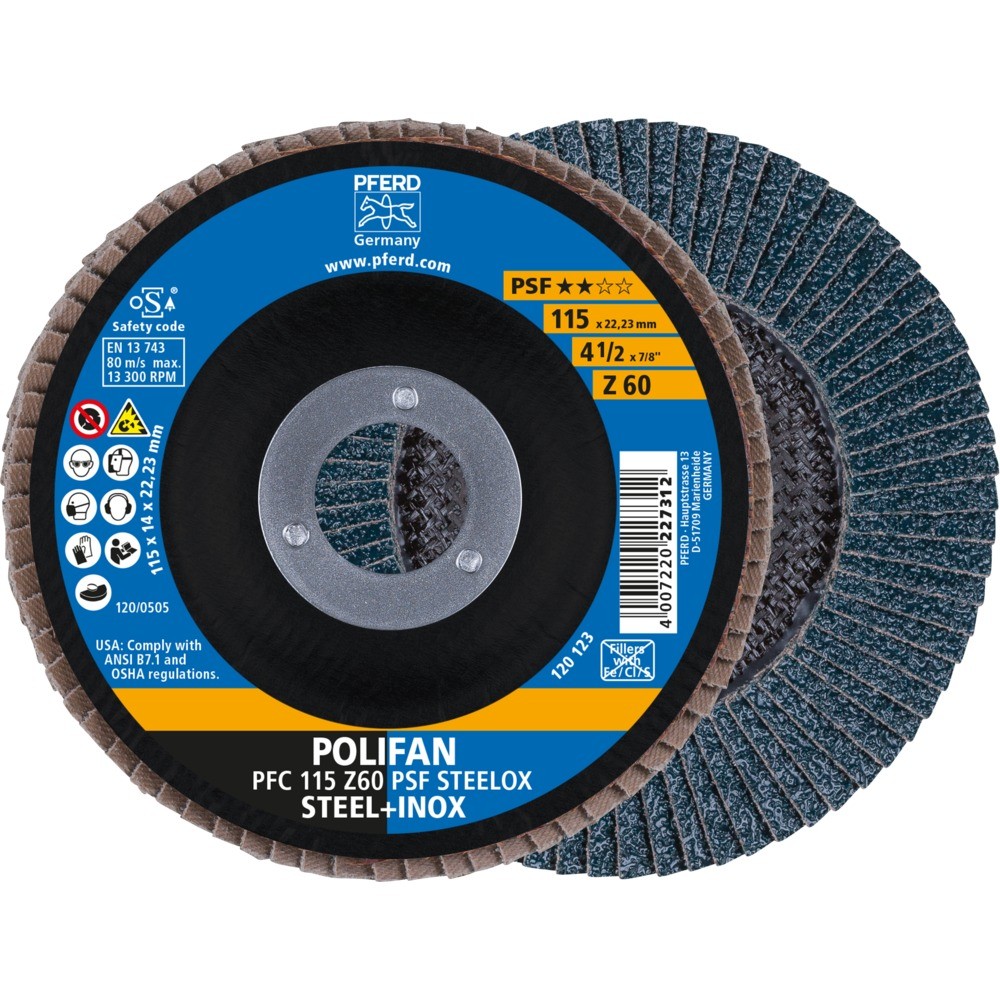 Disco Laminado Grano 60 de Buen Rendimiento para Acero y Acero Inoxidable 10 Piezas PFERD