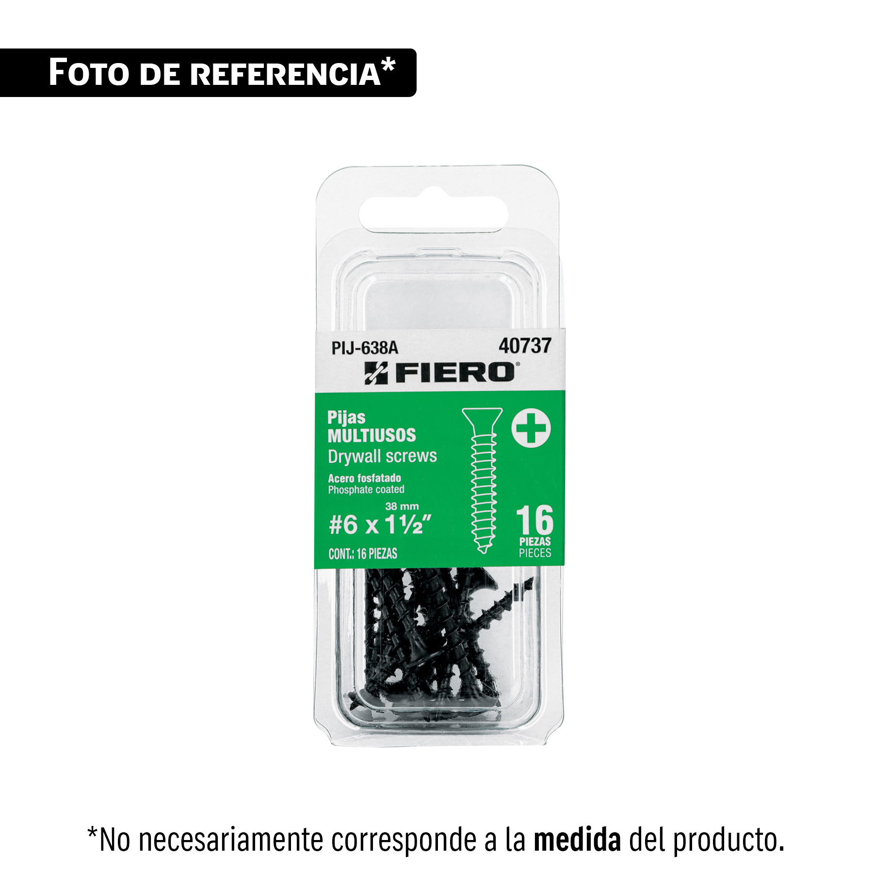 Blíster con 20 pijas #6 x 1' multiusos, FIERO
