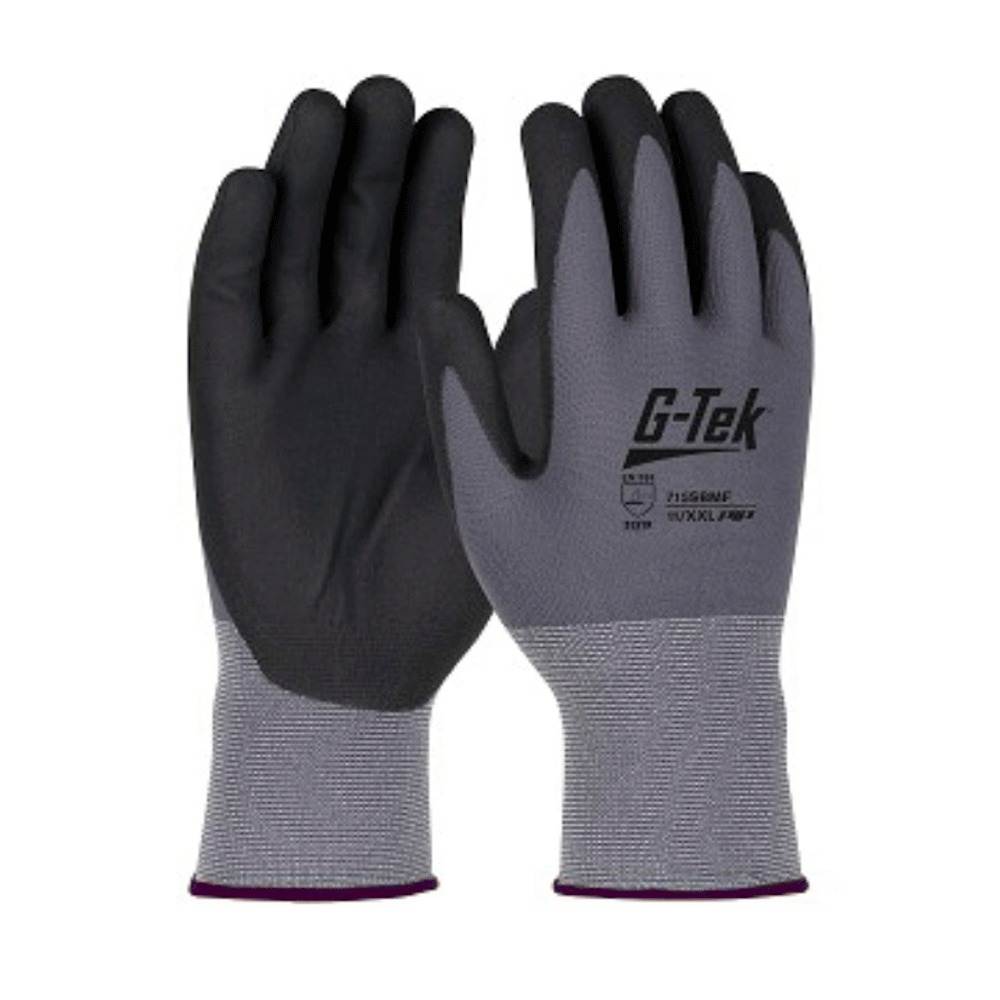 Guante G-Tek para Trabajos Industriales Recubiertos de Nitrilo Gris PIP 715SBP