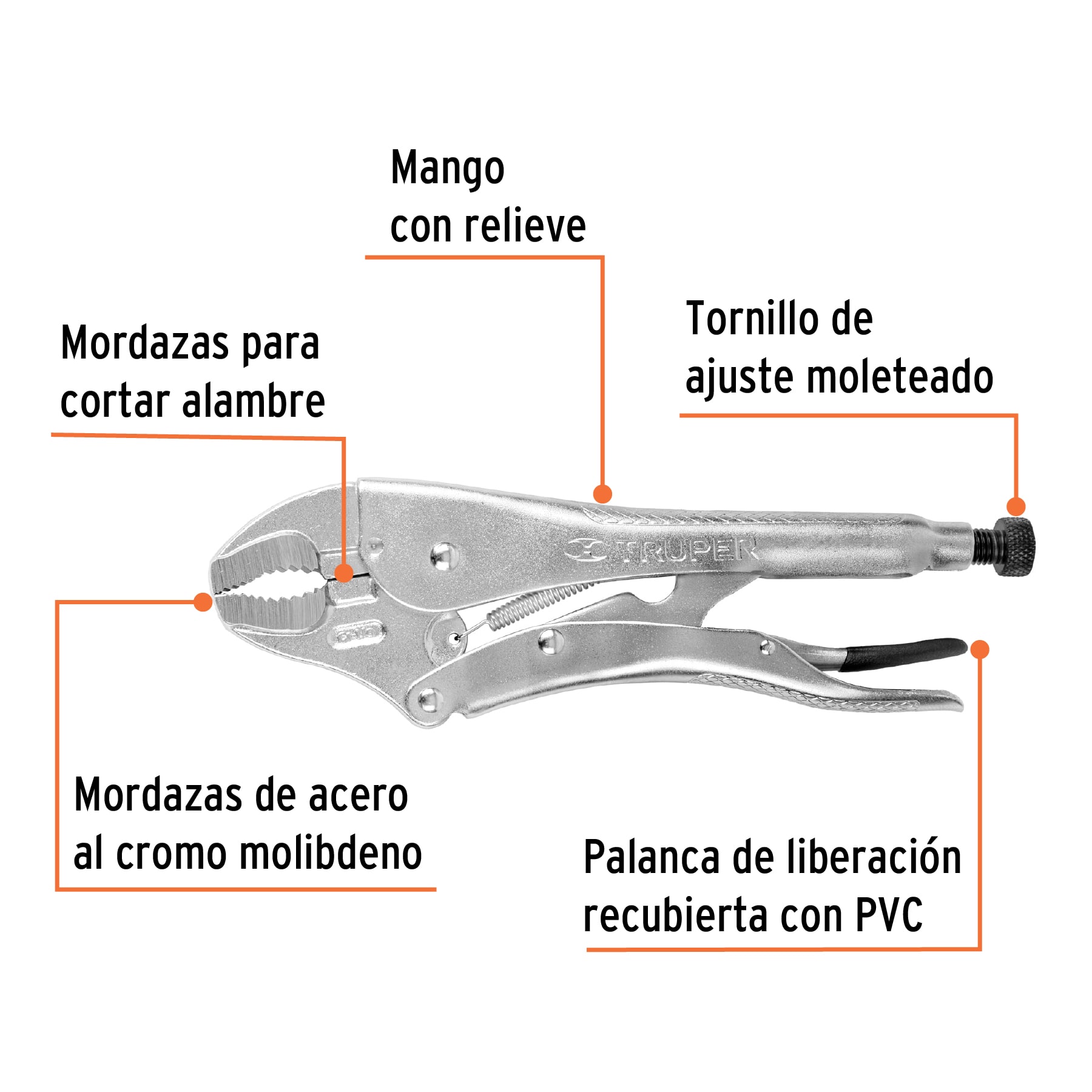 17429 / PPT-12C TRUPER Pinza de presión 12' mordaza curva, Truper