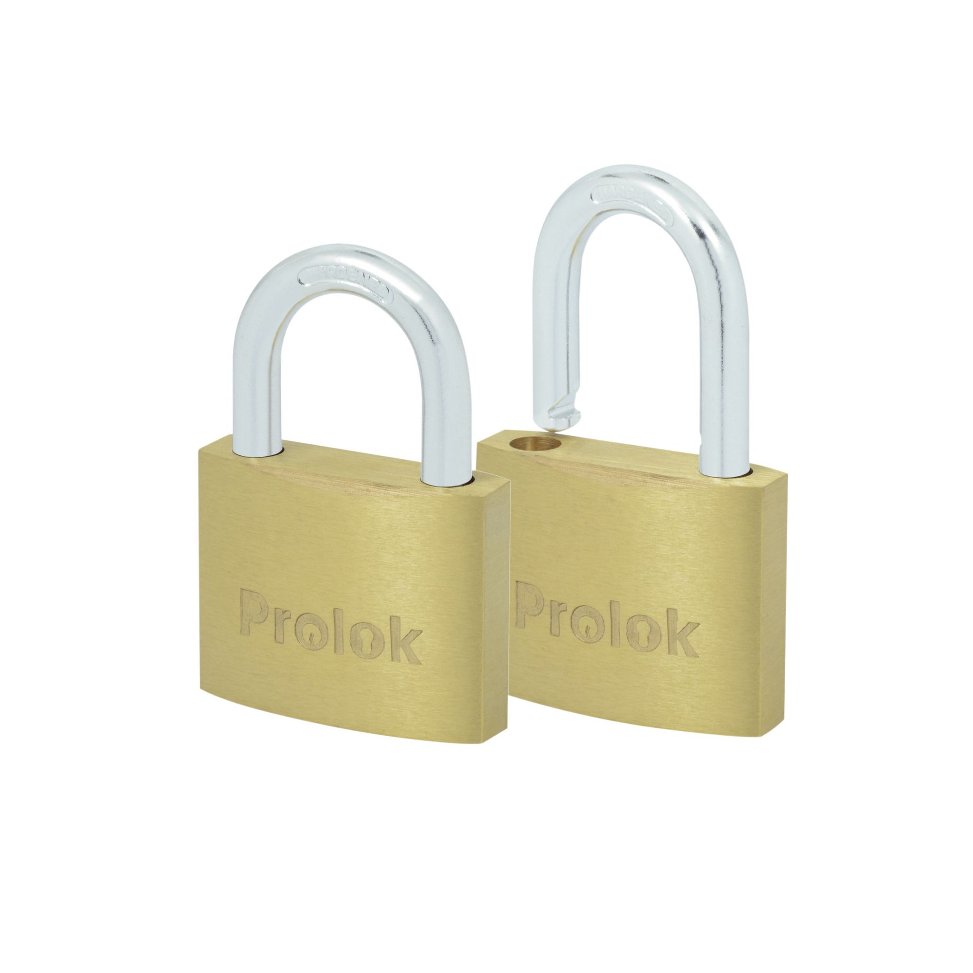 Juego de candados de latón cortos 40 mm, llave estándar, 2 piezas Prolok