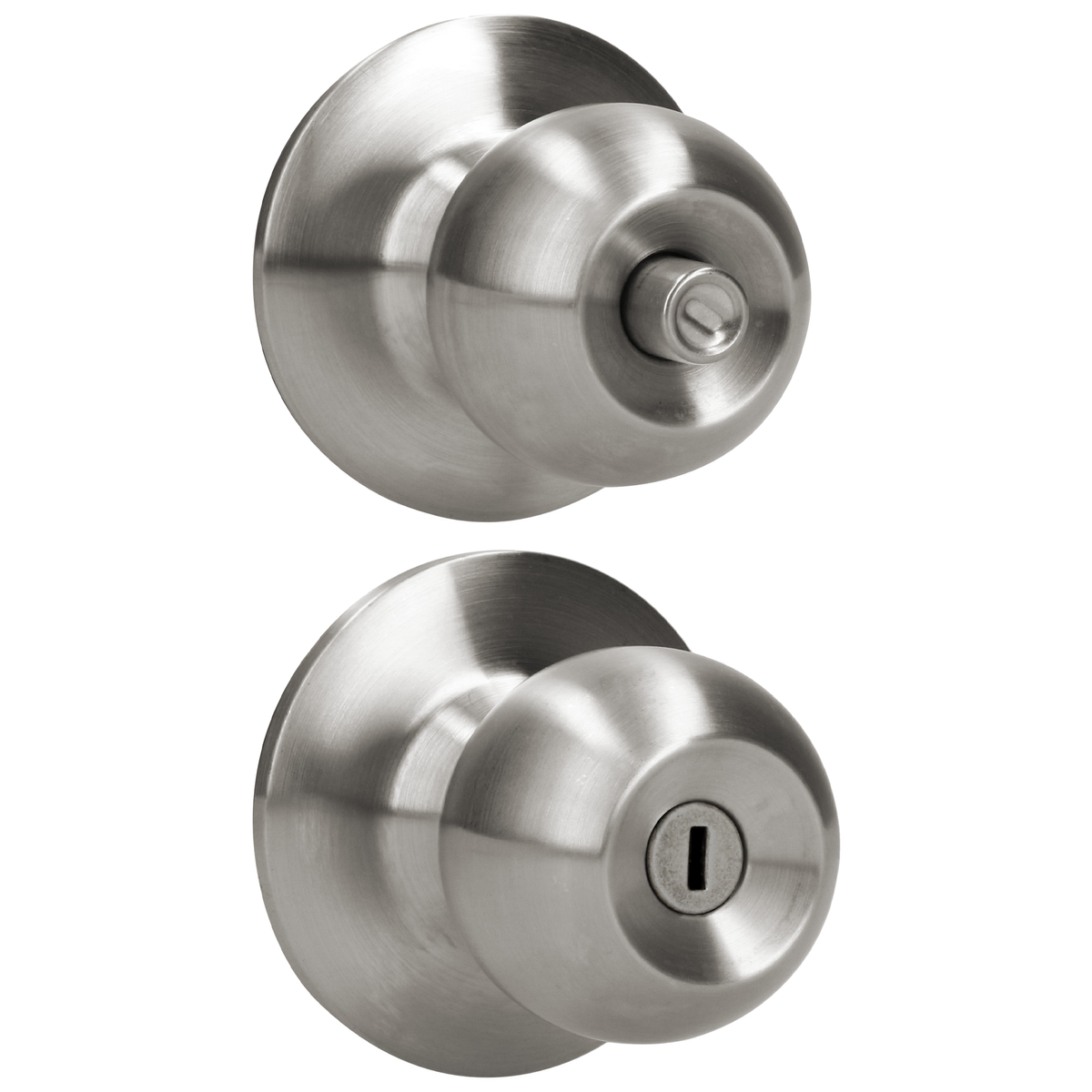 Pomo cilíndrico bola función baño, acero inoxidable, llave estándar, blíster Prolok