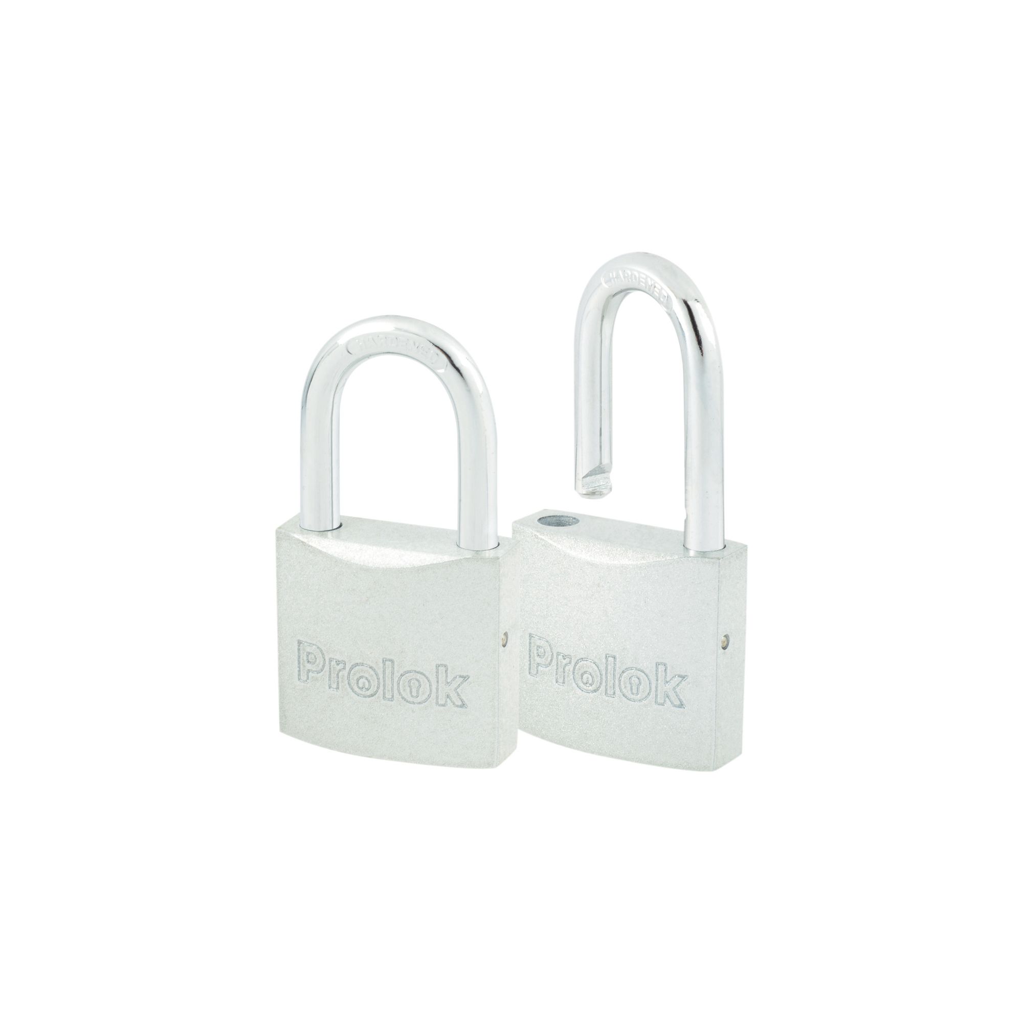Juego de candados de acero largos 38 mm, llave estándar, 2 piezas Prolok