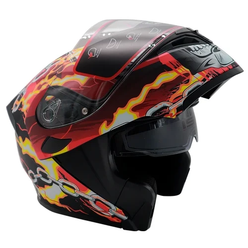 CASCO ABATIBLE R7 RACING UNSCARRED SKULL CHAIN DOBLE MICA DO