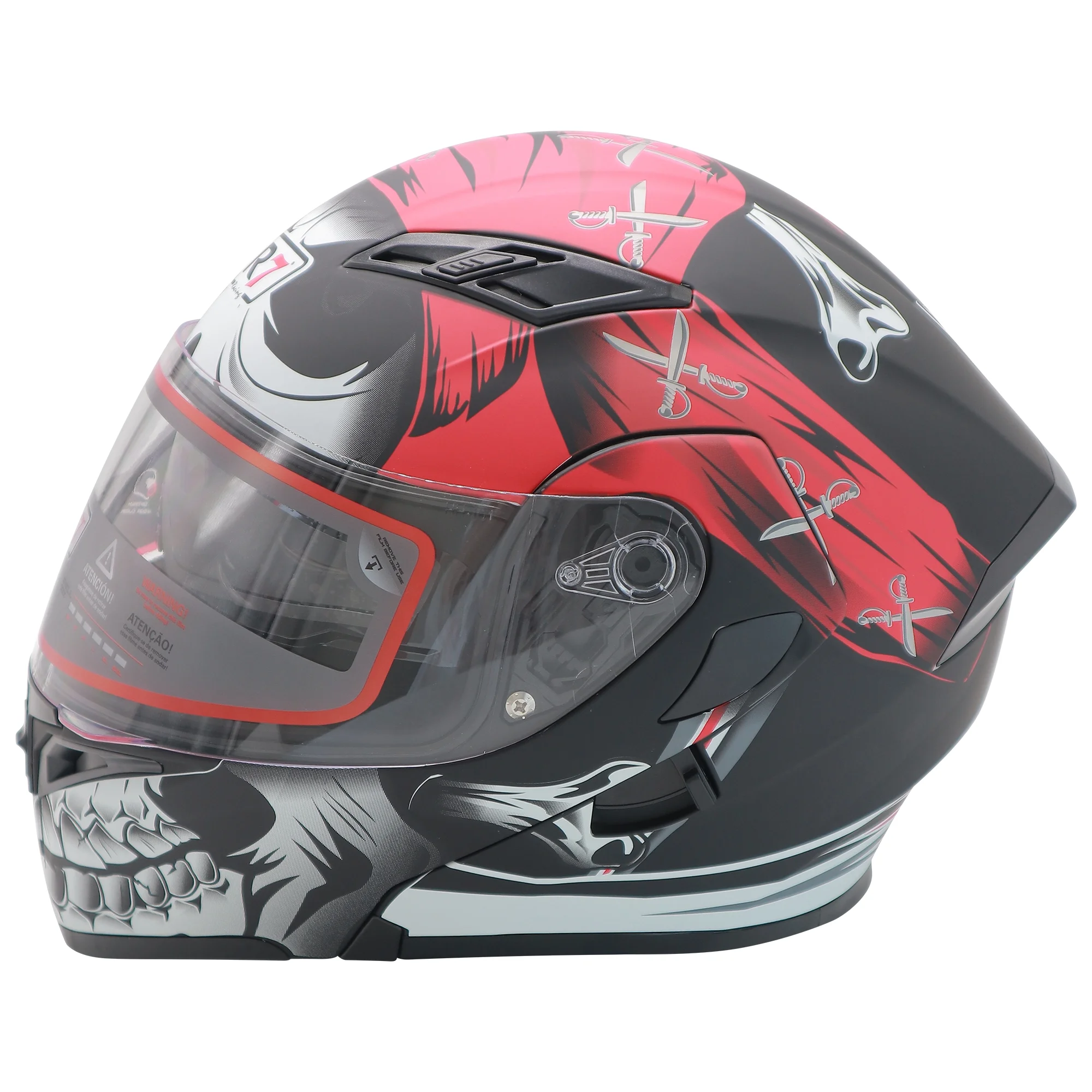CASCO ABATIBLE R7 RACING UNSCARRED PIRATA DOBLE MICA DOT M N