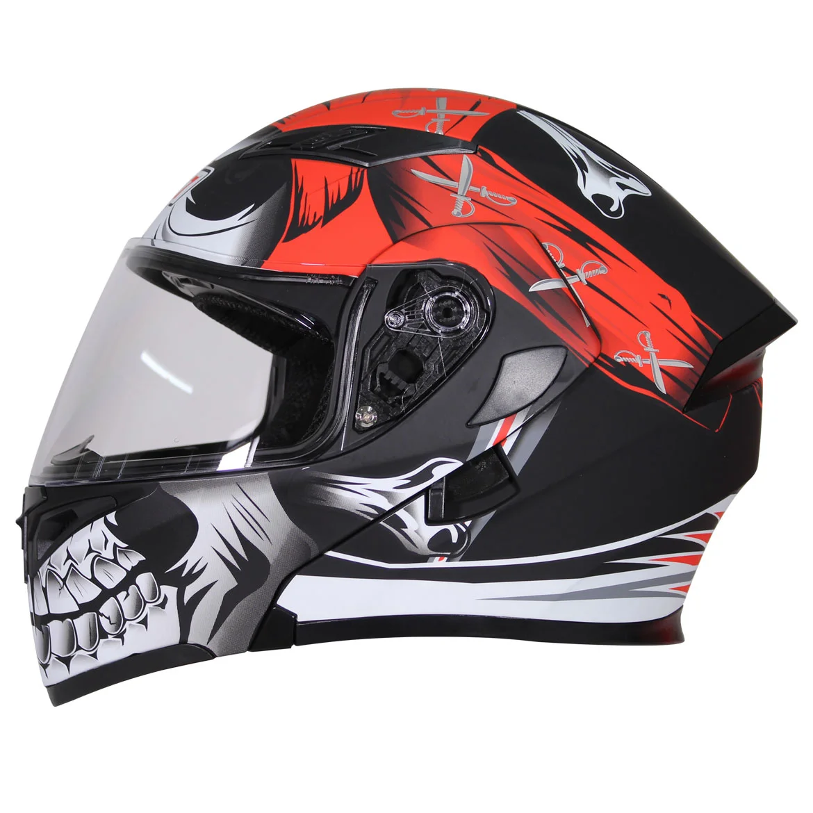 CASCO ABATIBLE R7 RACING UNSCARRED PIRATA DOBLE MICA DOT L N