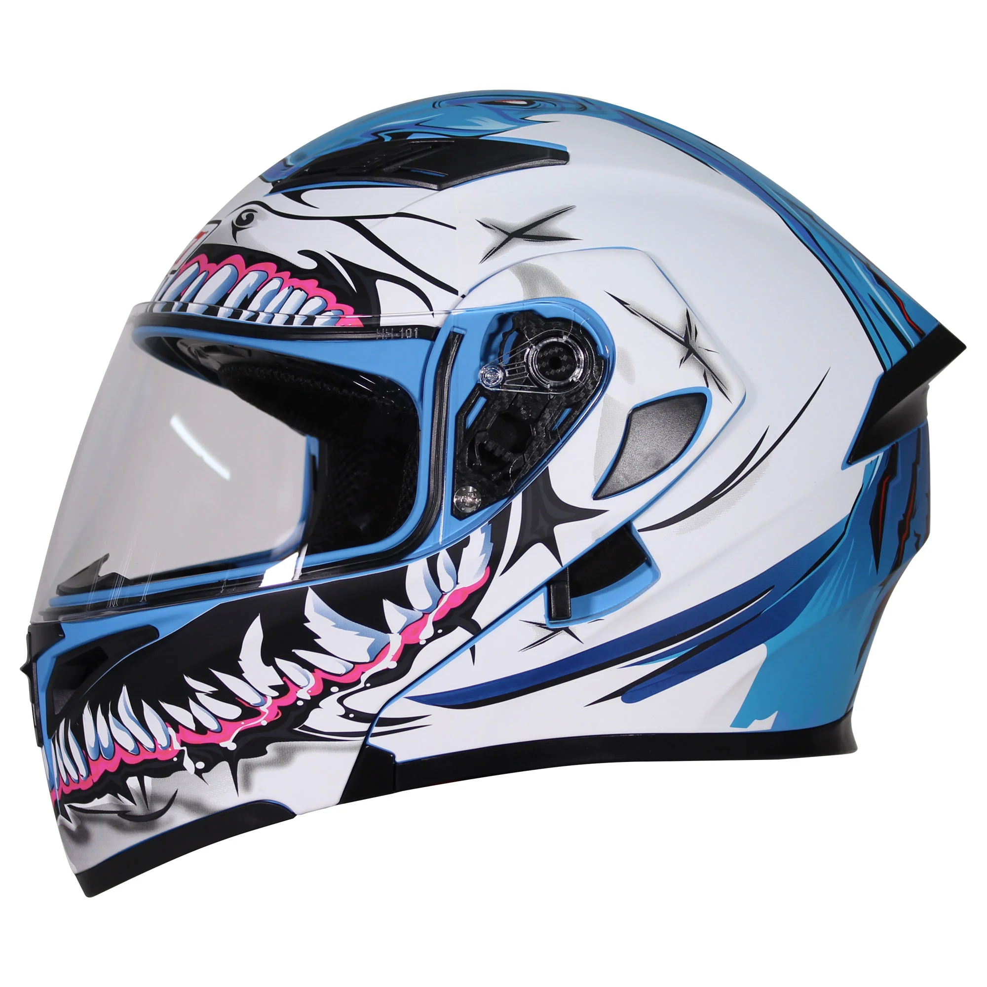 CASCO ABATIBLE R7 RACING UNSCARRED TIBURON DOBLE MICA DOT L
