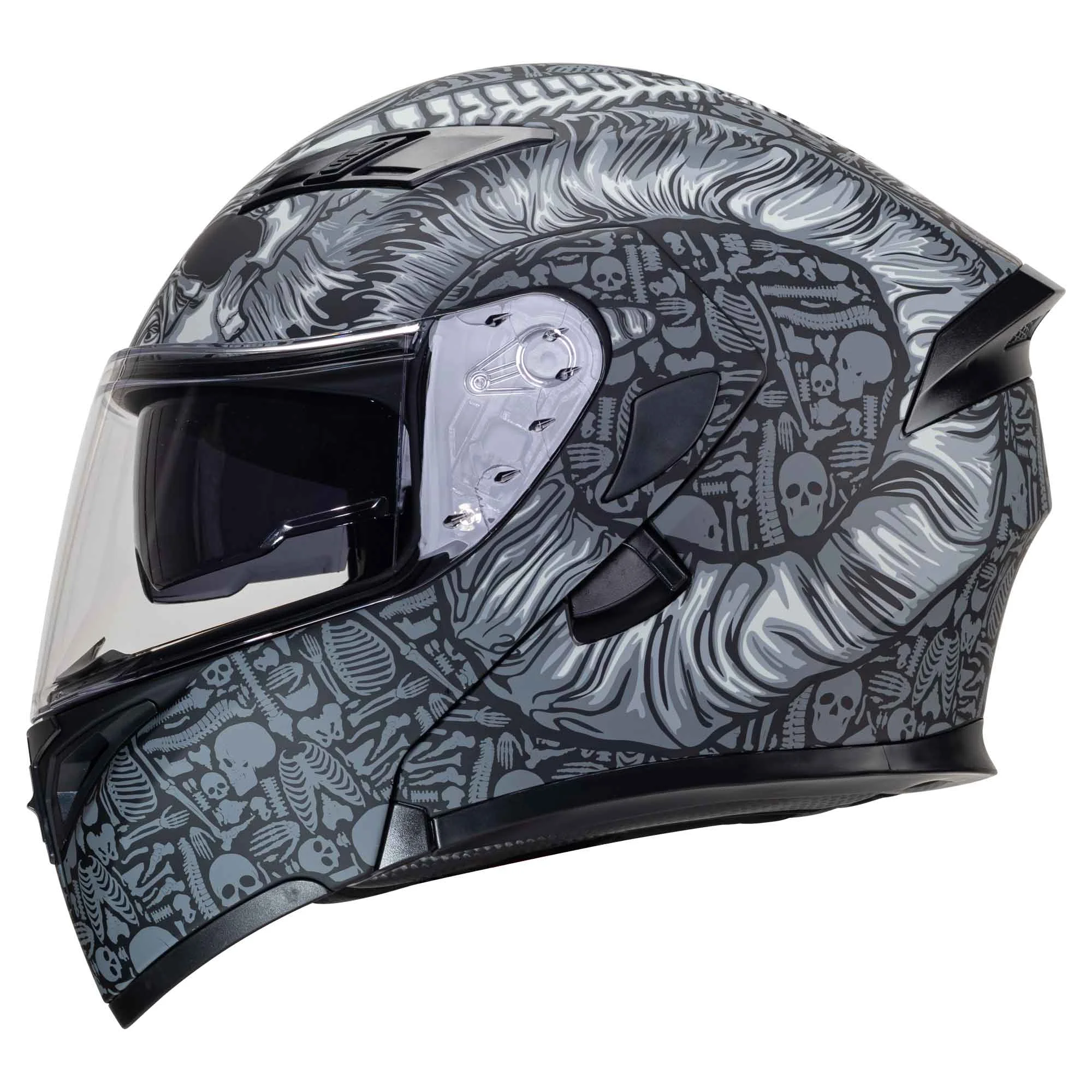 CASCO ABATIBLE R7 RACING UNSCARRED BONE DEMON DOBLE MICA DOT