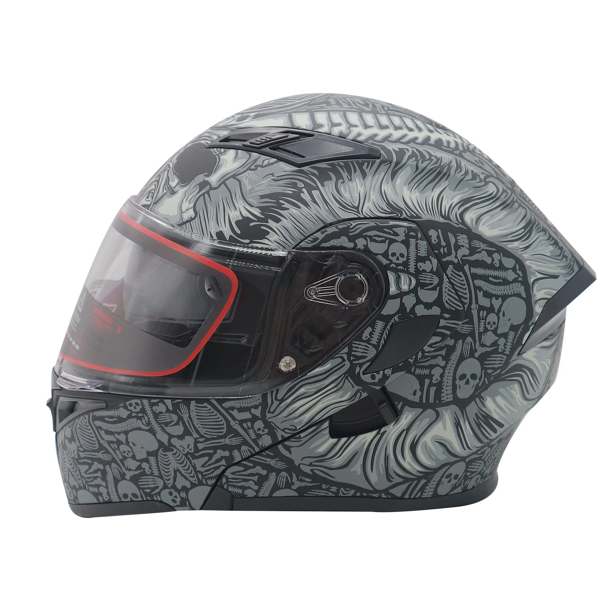 CASCO ABATIBLE R7 RACING UNSCARRED BONE DEMON DOBLE MICA DOT
