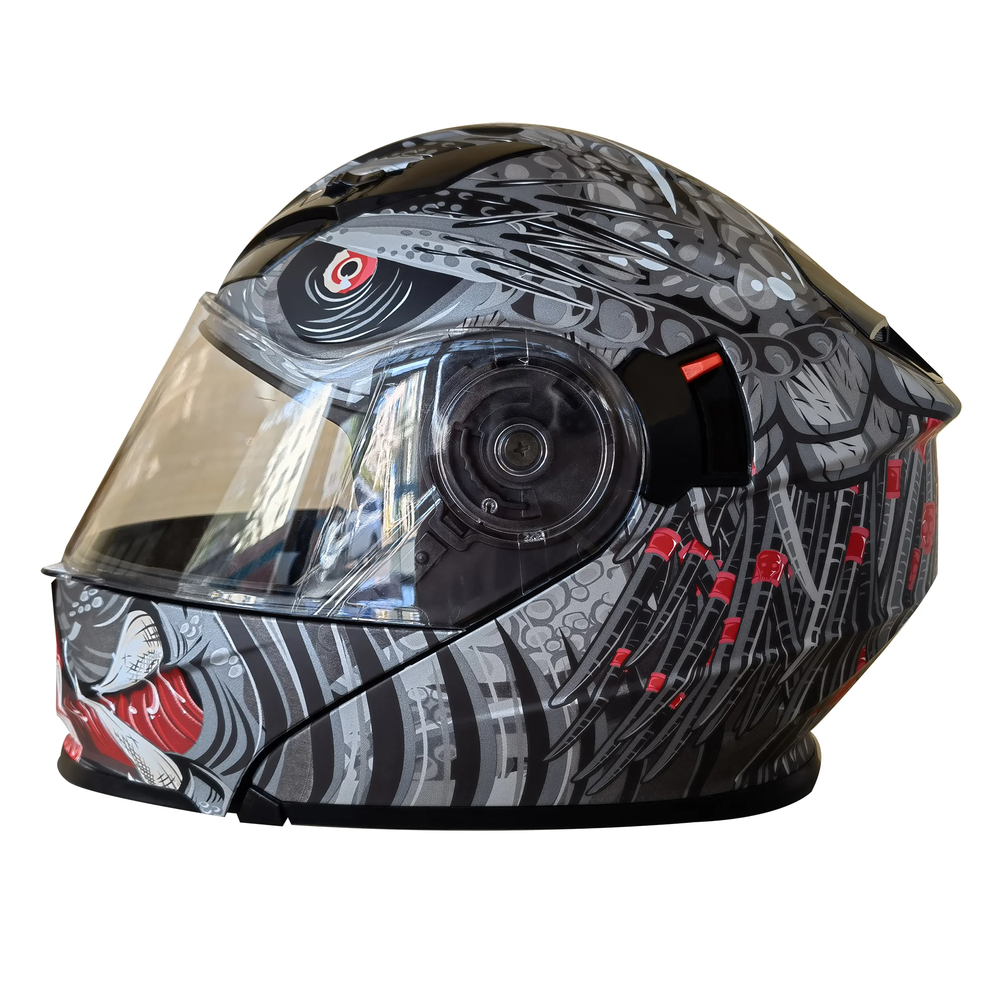 CASCO ABATIBLE R7 RACING EXPERT PREDATOR DOBLE MICA DOT L GR