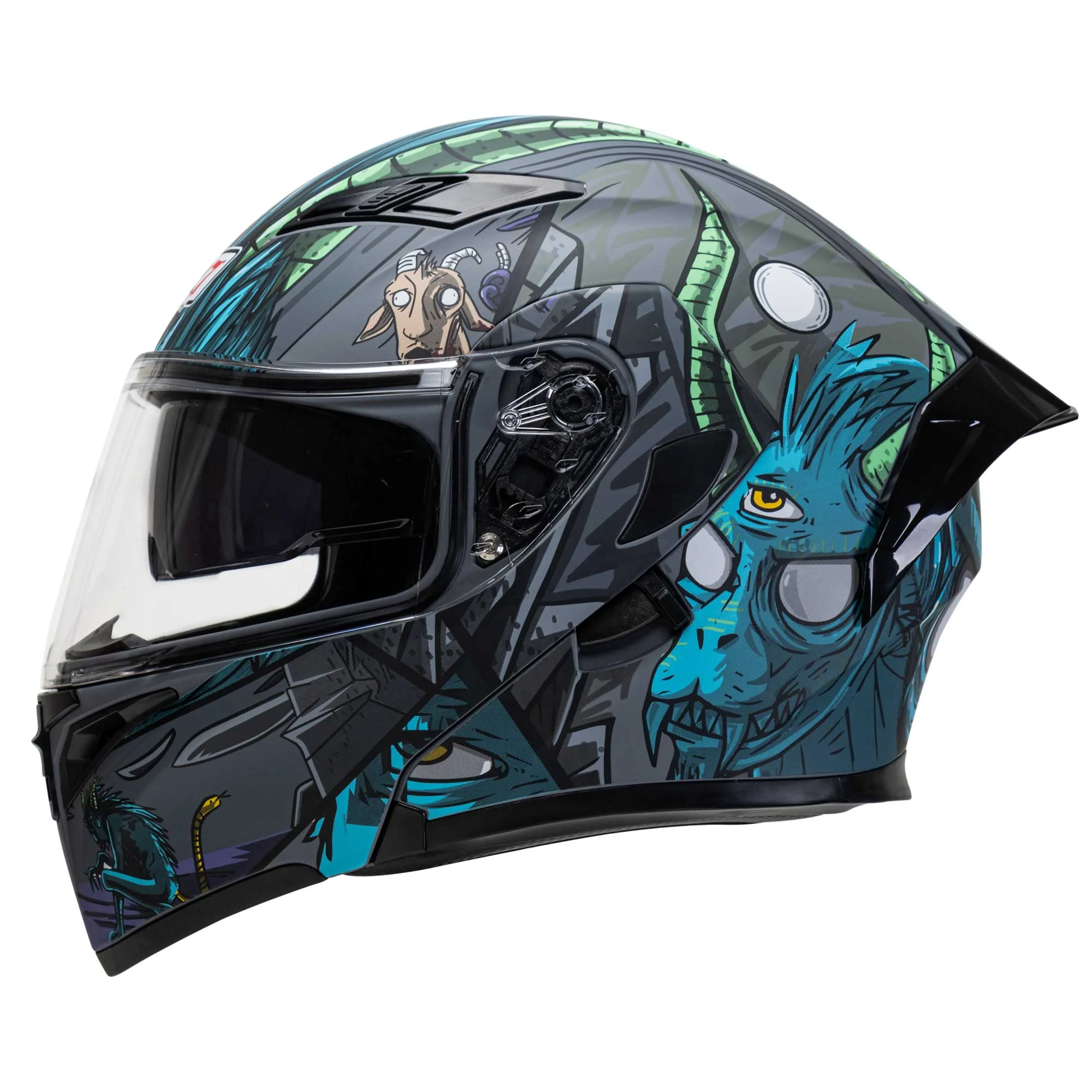 CASCO ABATIBLE R7 RACING UNSCARRED CHUPACABRAS DOBLE MICA DO