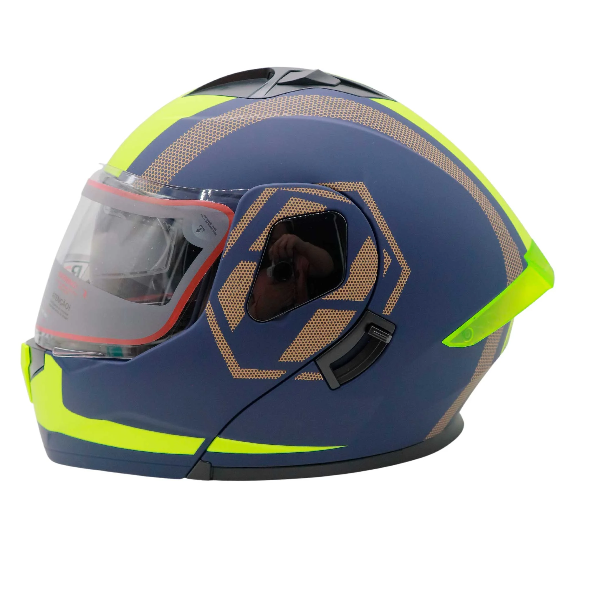 CASCO ABATIBLE R7 RACING DYNATOS FACTOR AMARILLO DOBLE MICA