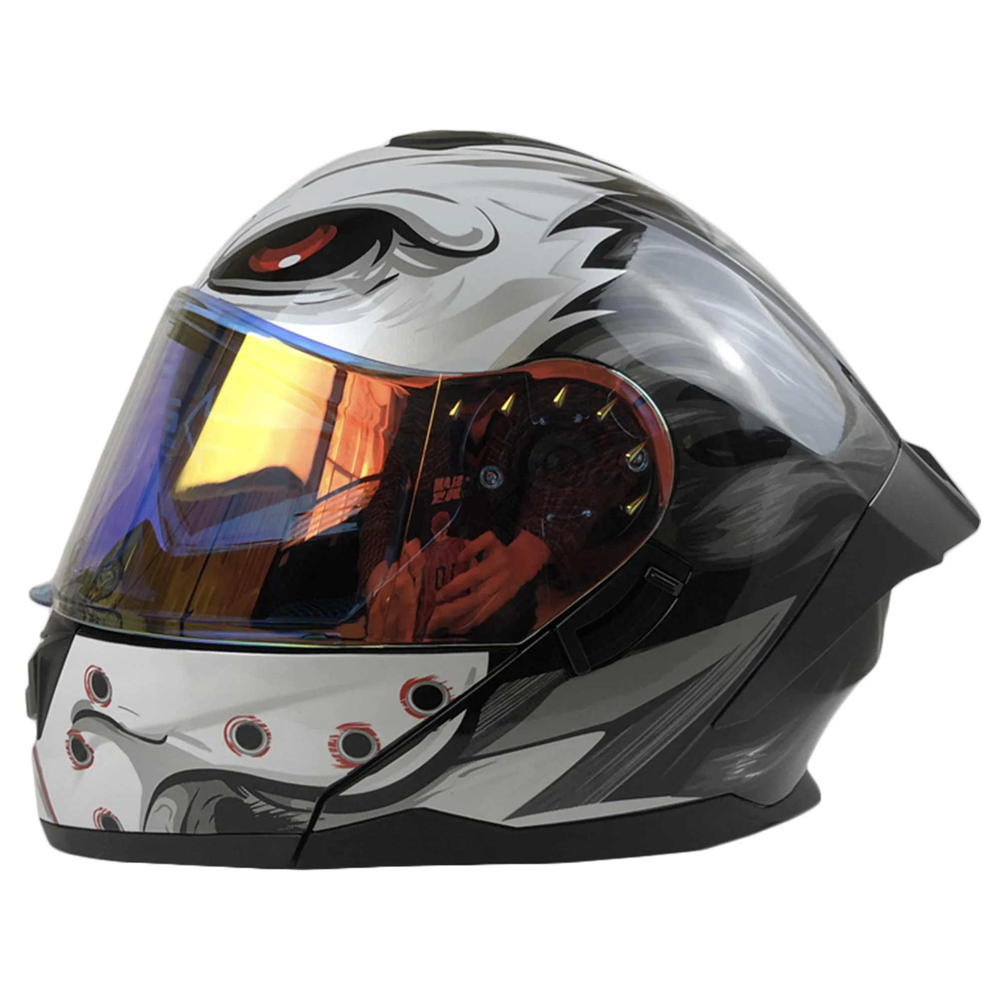 CASCO ABATIBLE R7 RACING ALFA DOBLE MICA DOT XXL WHITE WILD