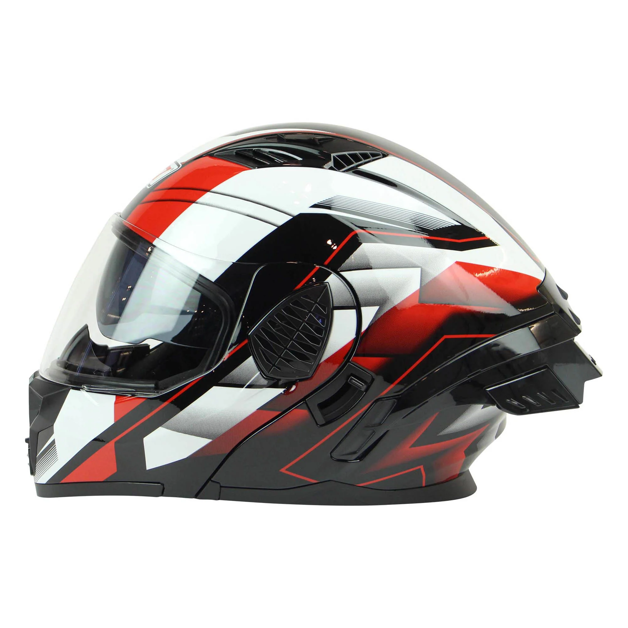 CASCO ABATIBLE R7 RACING SHELL DOBLE MICA DOT S ROJ/BCO