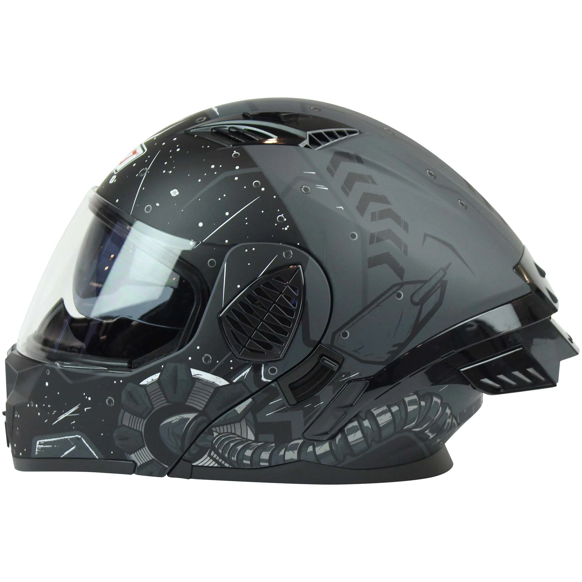 CASCO ABATIBLE R7 RACING SHELL DOBLE MICA DOT S NEGRO GRAFIC