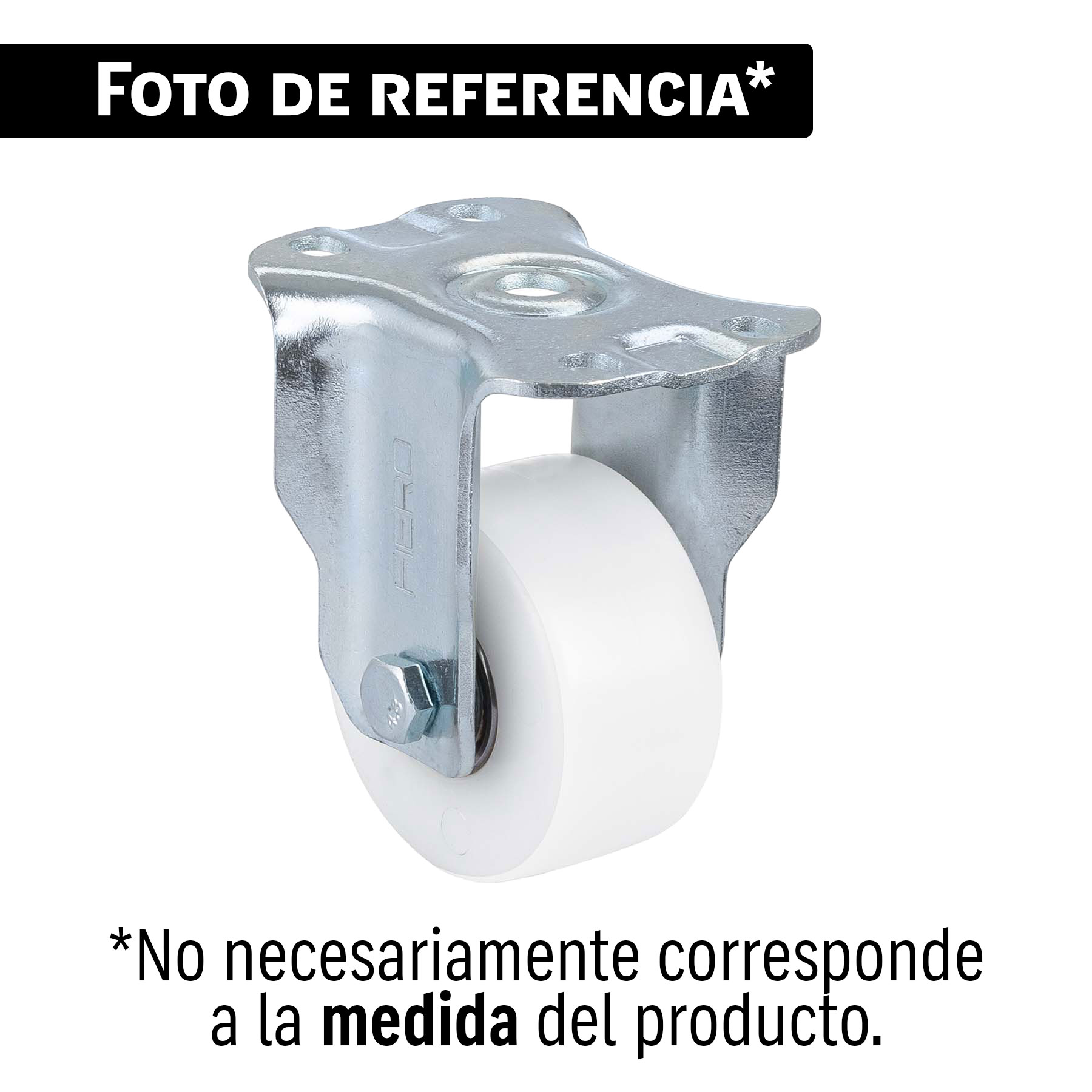 Rodaja de polietileno 2 1/2' placa fija con balero, FIERO