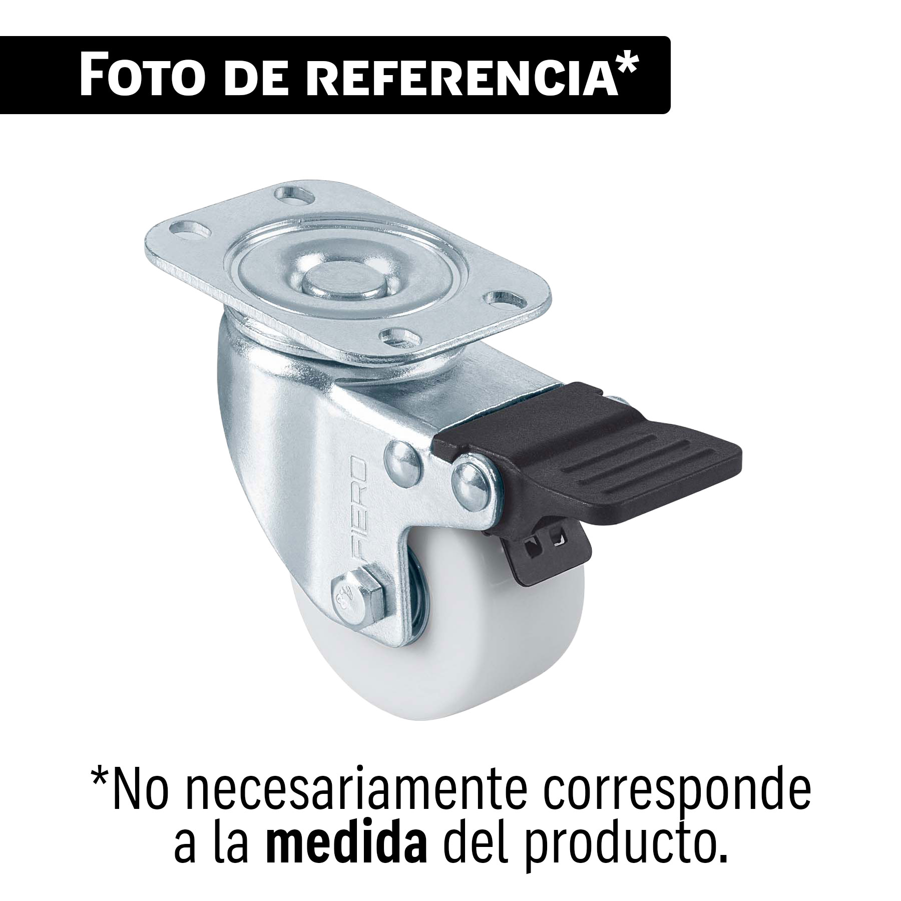 Rodaja de polietileno 4' placa giratoria, con freno, balero