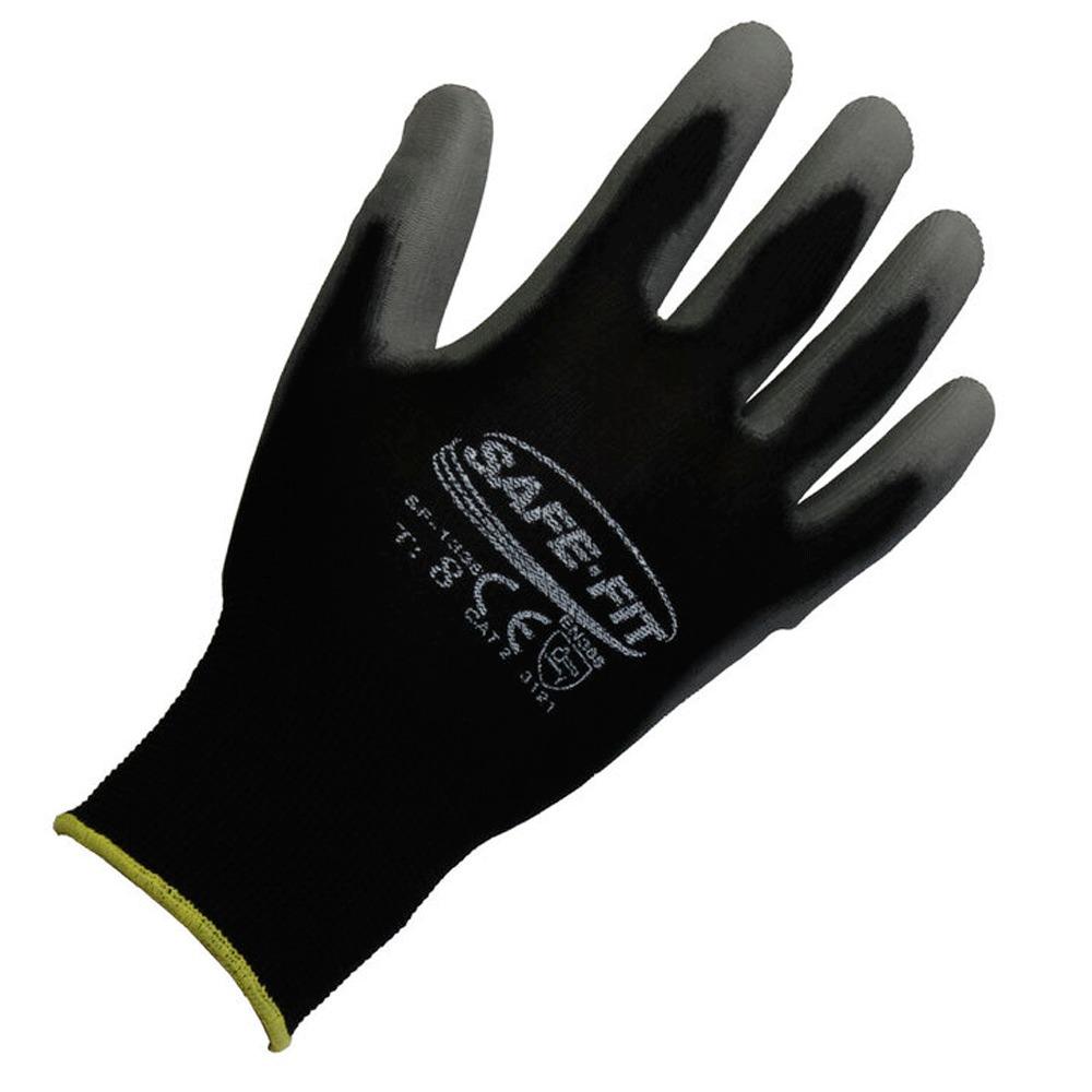 Guante de Nylon con Recubriento de Poliuretano Negro SAFE FIT 1338