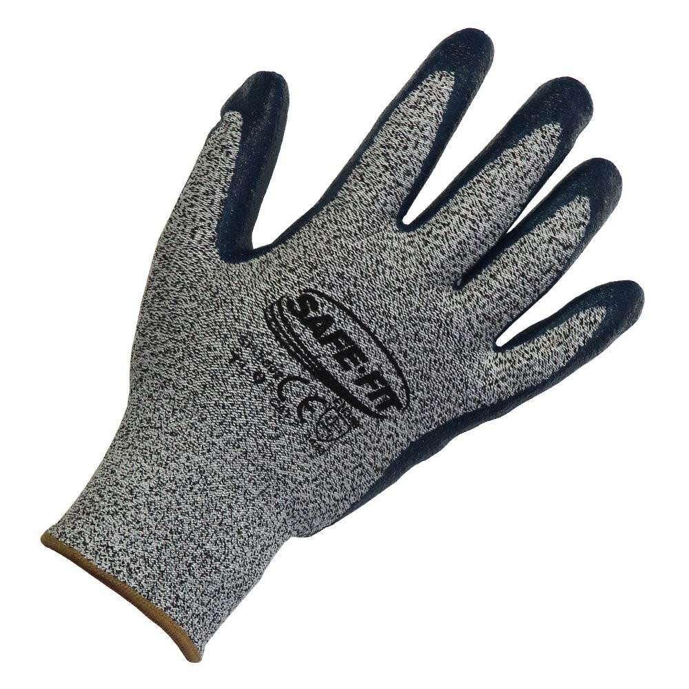 Guante Resistente al Corte Nivel 5 con Recubrimiento de Nitrilo Gris T-7 SAFE FIT 1501