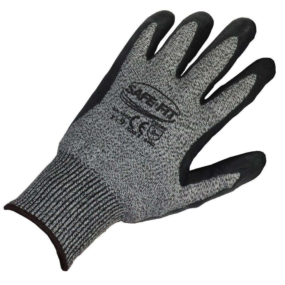 Guante Resistente al Corte Nivel 4 Nitrilo Espumoso Negro SAFE-FIT 1502